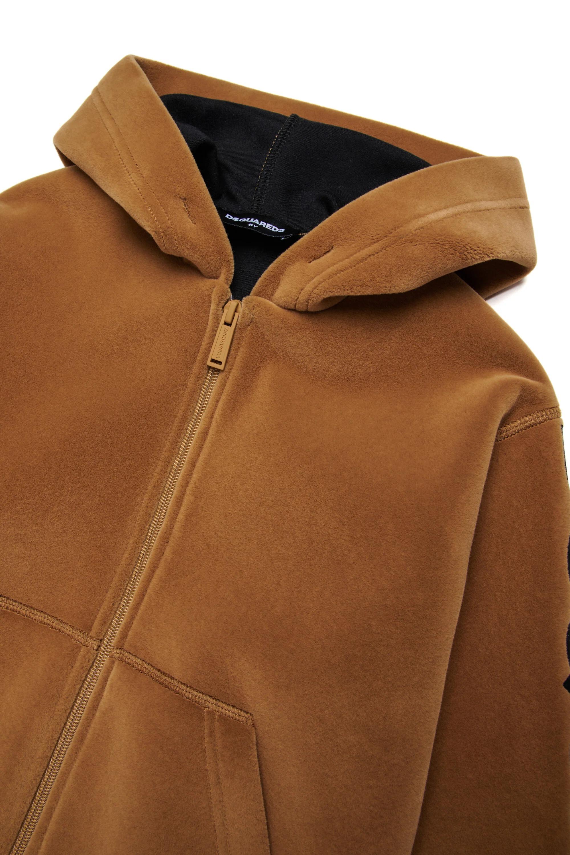 Felpa in neoprene con cappuccio cammello DQ3001-D0AF8 DQ721 DSQUARED KID 