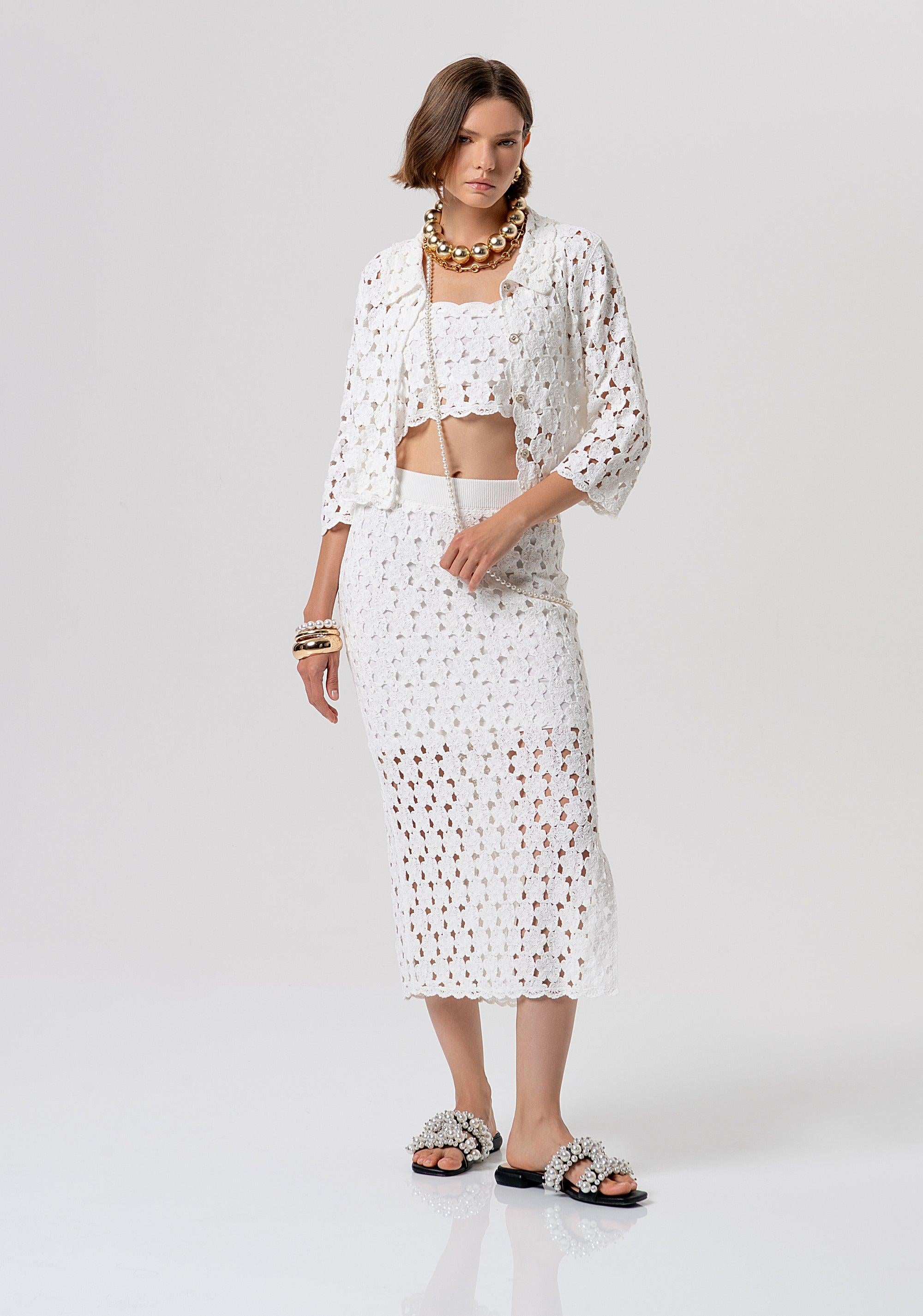 Gonna slim a tubino midi in maglia CREAM FR26SG4008K488R6 108 FRACOMINA 