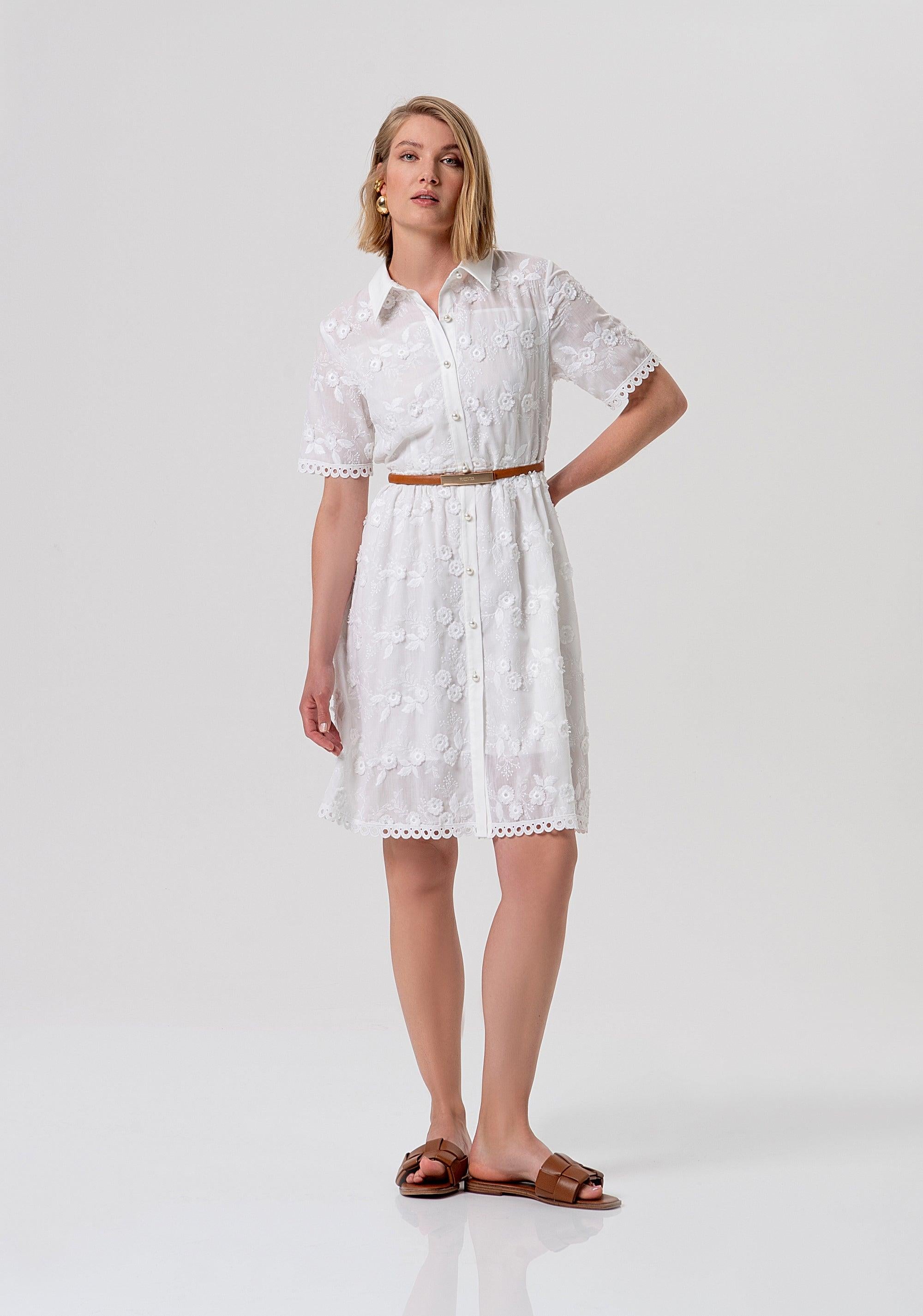 Abito regular modello chemisier in pizzo WHITE FR26SD1027W445E5 278 FRACOMINA 