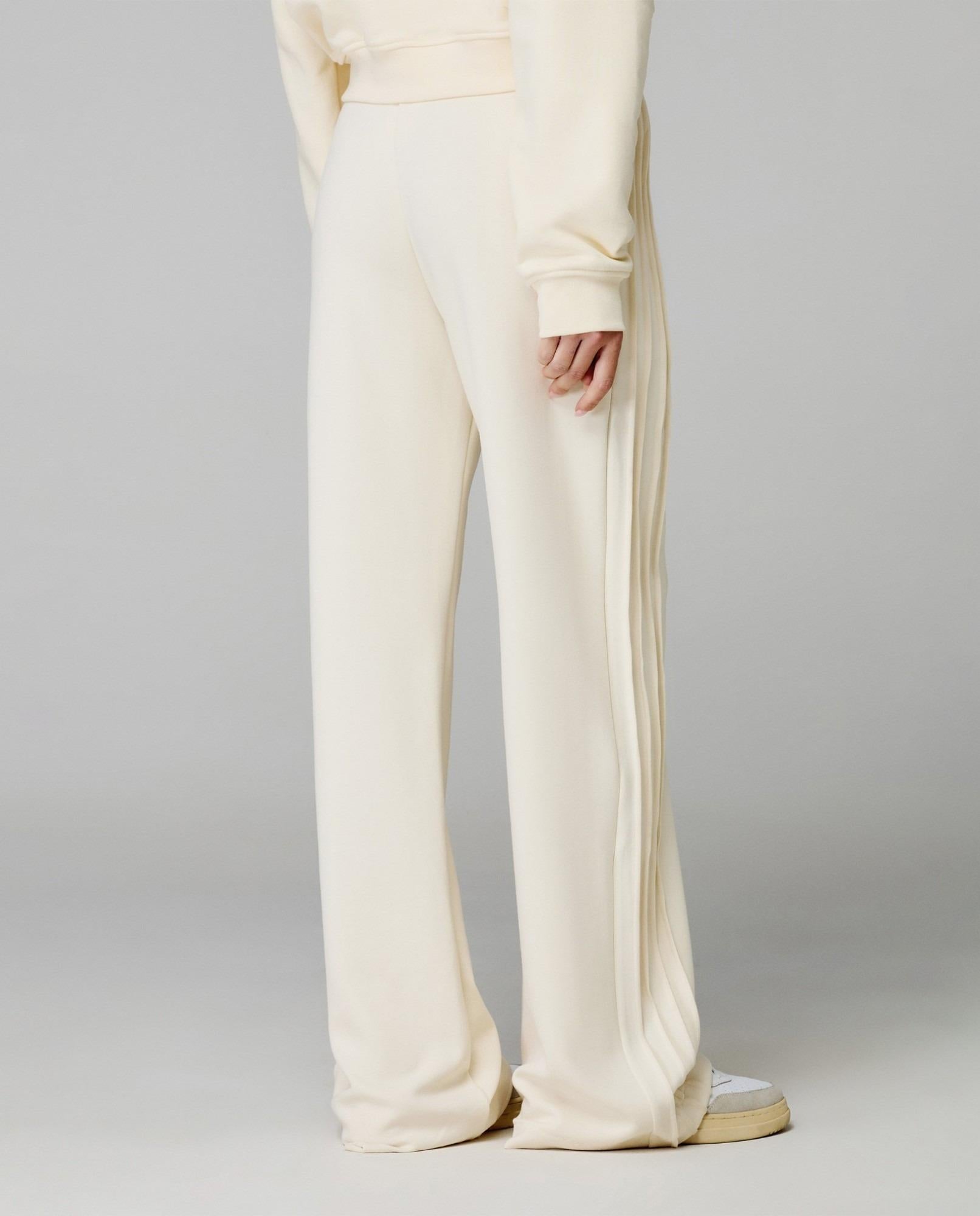 Pantalone Dritto In Viscosa Con Nervature Laterali  Bianco Burro HMABW01995-MTFI0001 BI04 HINNOMINATE 
