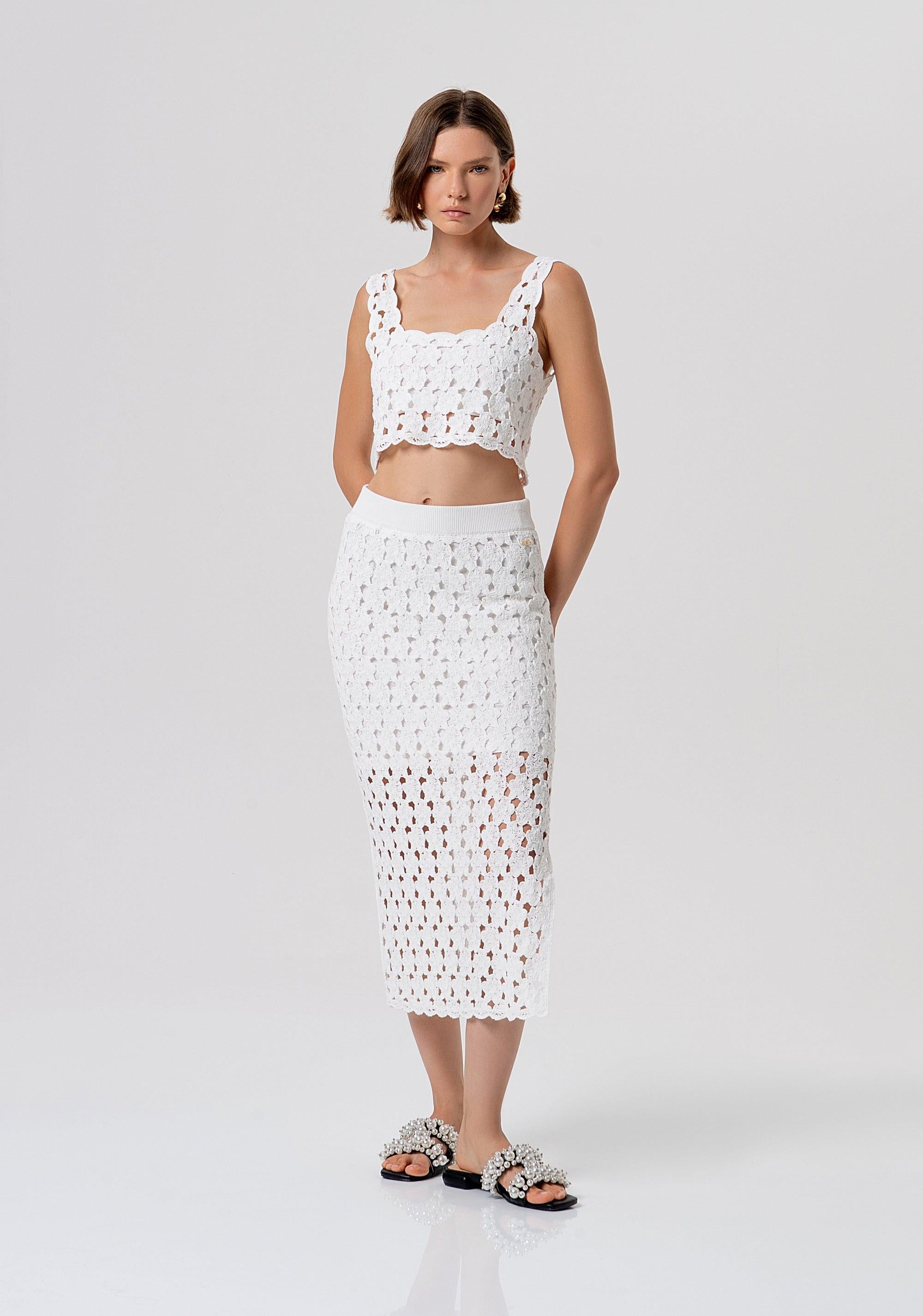 Gonna slim a tubino midi in maglia CREAM FR26SG4008K488R6 108 FRACOMINA 