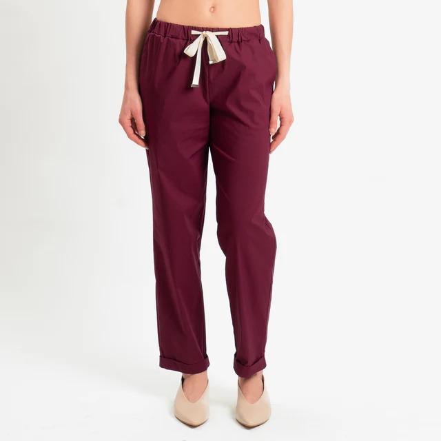 Vicolo-Pantalone popeline elastico in vita - TAB1761Bordeaux TAB1761 BORDEAUX VICOLO 