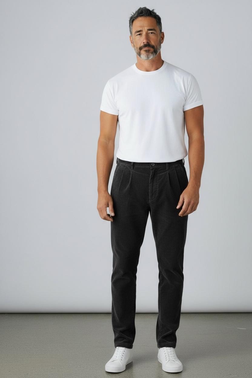 Michael Coal pantalone coulisse mc-denny/2741 velluto millerighe con pence nero MCDEN2741F25 019 MICHAEL COAL 