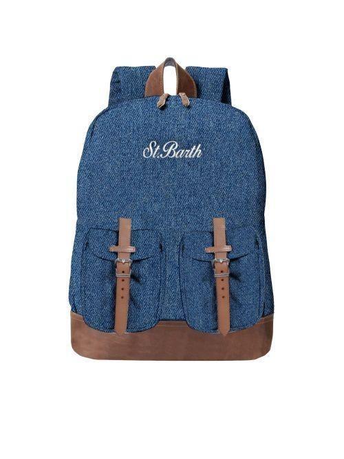 MC2 SAINT BARTH<BR/>Zaino in denim "Cody Cotton" Saint Barth blu con inserti marroni COD001000436L COD0010 00436L MC2 SAINT BARTH 