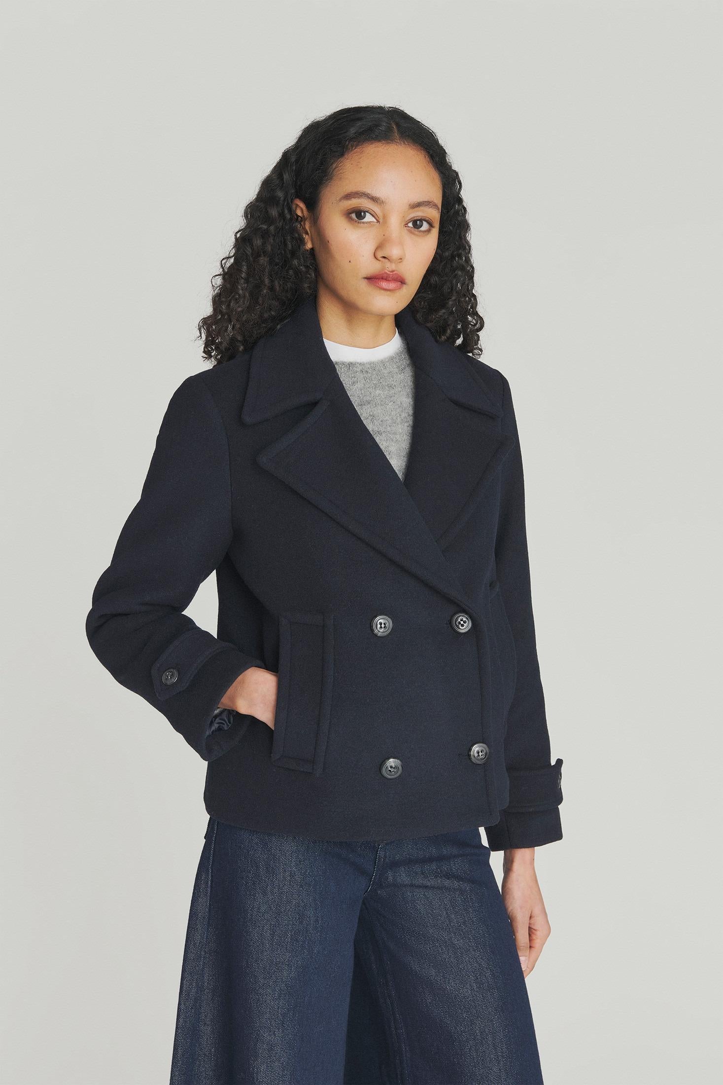 PEACOAT MELTON IN LANA BLU RND398T706XXXX BLUE NAVY ROY ROGER'S 