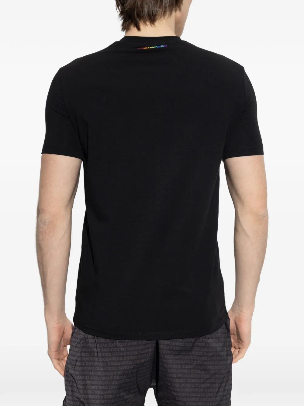 DSQUARED2 T-shirt a manica corta nera da uomo con ricamo logo sul retro  D9M206250001 D9M206250 001 DSQUARED 