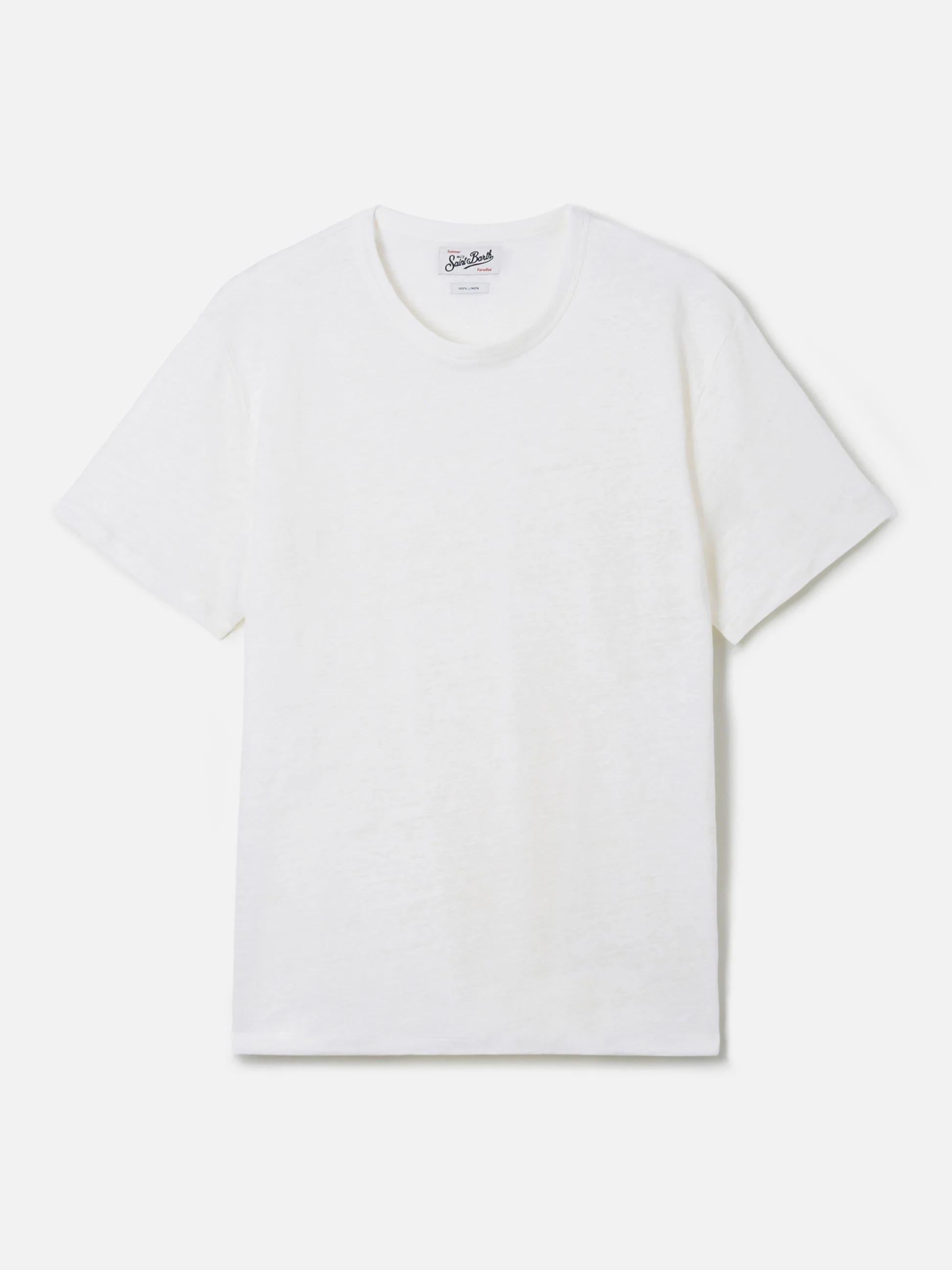 T-shirt Ecstasea in puro lino bianca con logo ricamato ECS0003 01138L MC2 SAINT BARTH 
