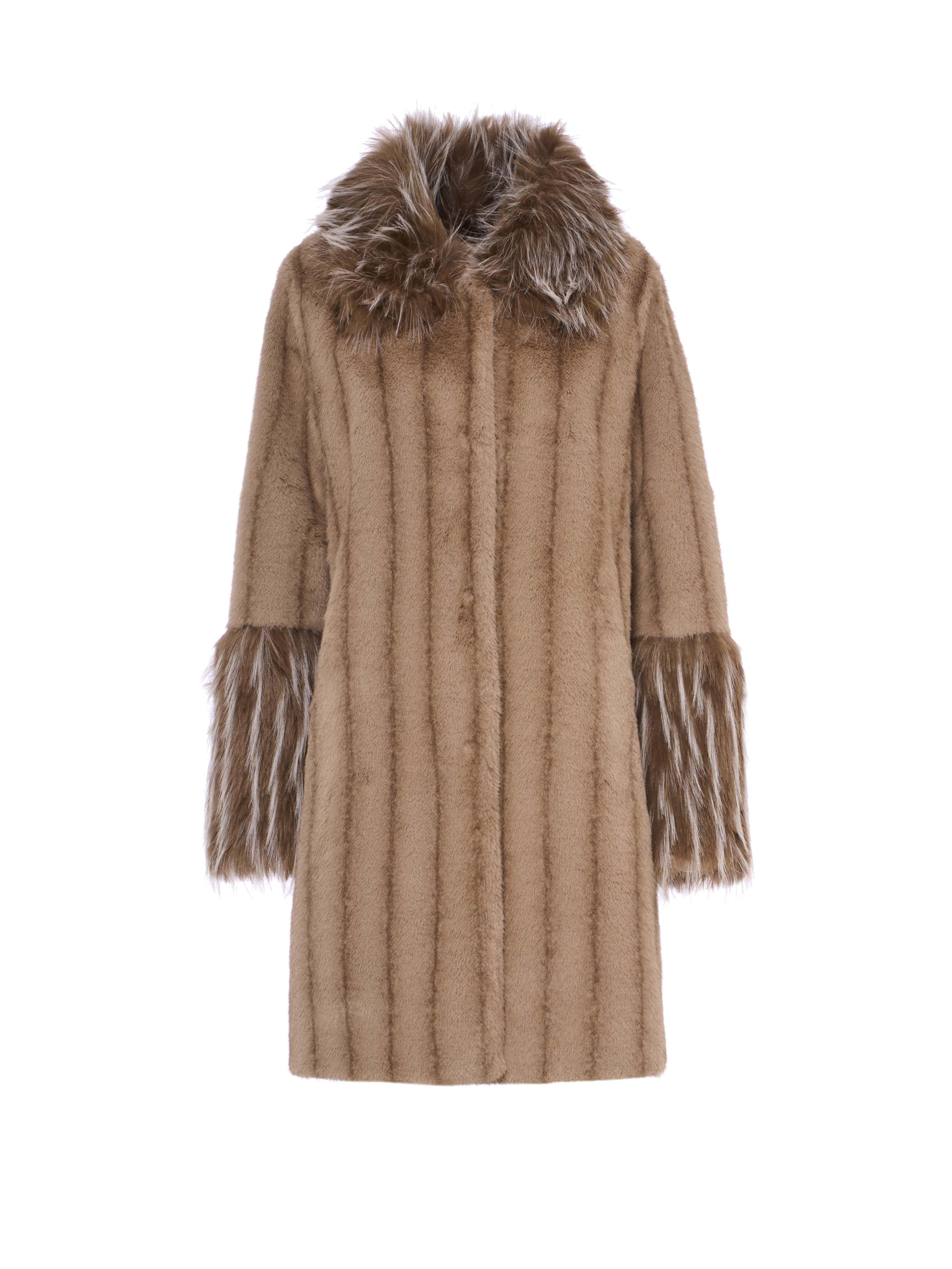 VIOLANTI Cappotto in ecopeliccia tortora VE427 567 VIOLANTI 