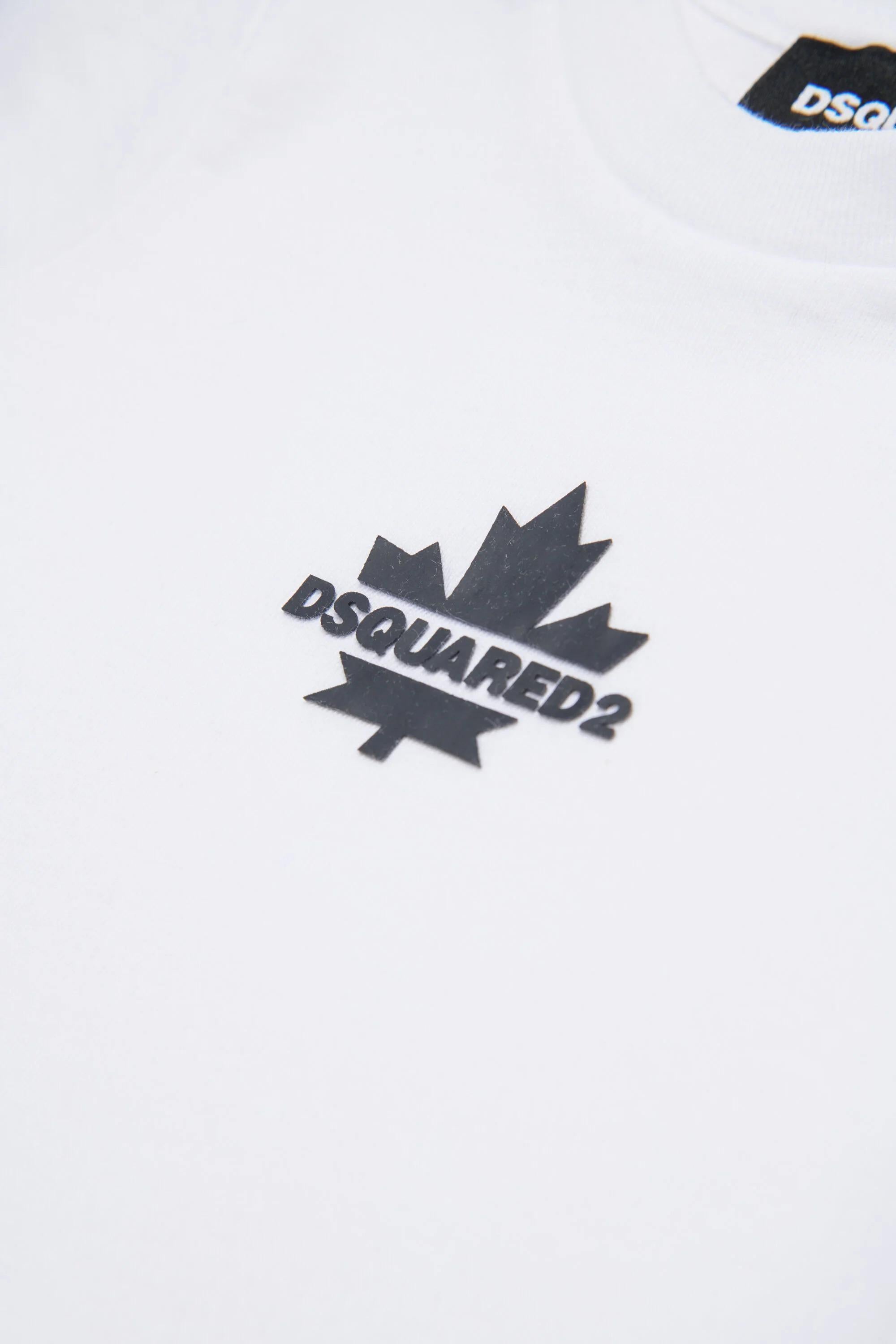 T-shirt con Maple Leaf BIANCA DQ2743-D0AC7 DQ100 DSQUARED KID 