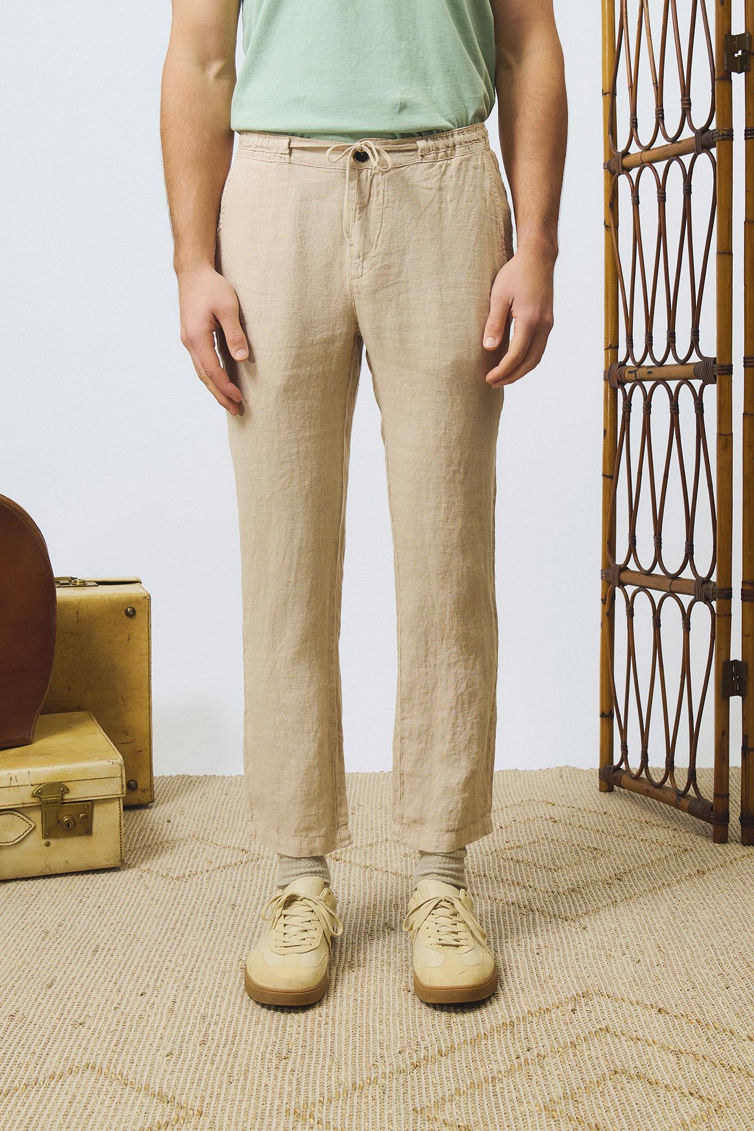 Pantalone portofino heavy linen dyed Beige RRU90301P4230569 C0105 ROY ROGER'S 