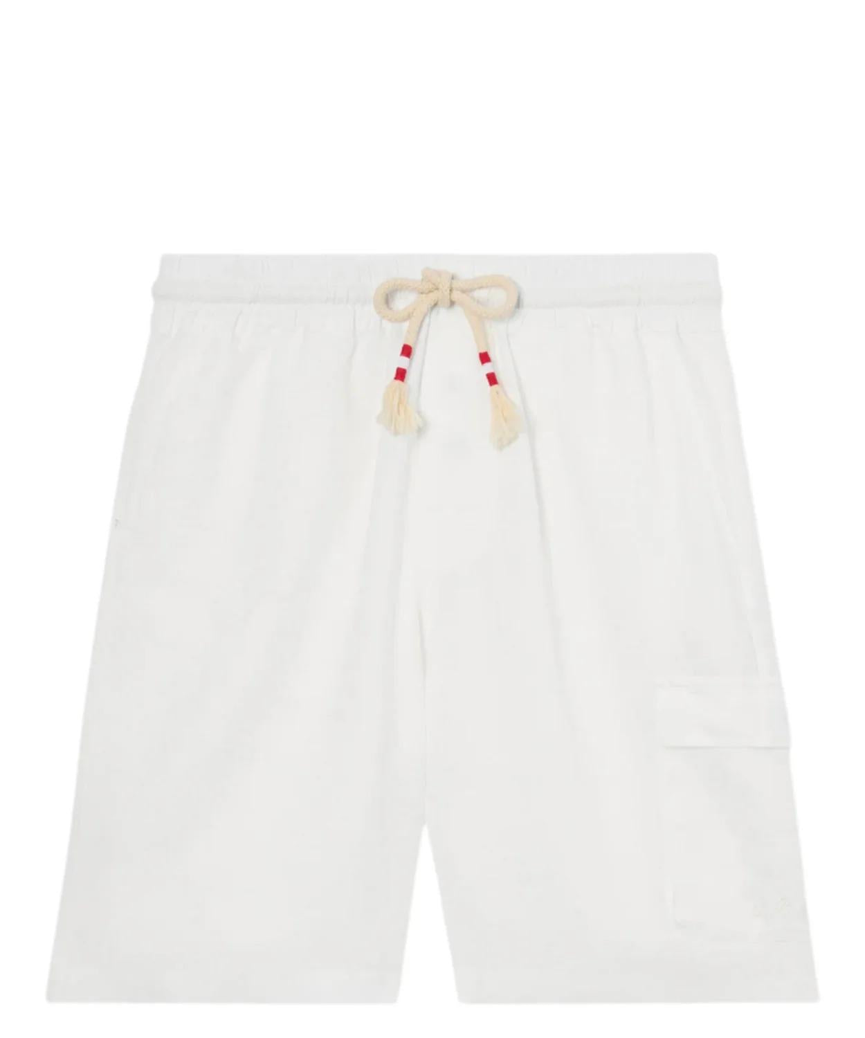 MC2 SAINT BARTH<BR/>Bermuda uomo Marseille in puro lino con coulisse bianco MRE0002 01457L MC2 SAINT BARTH 