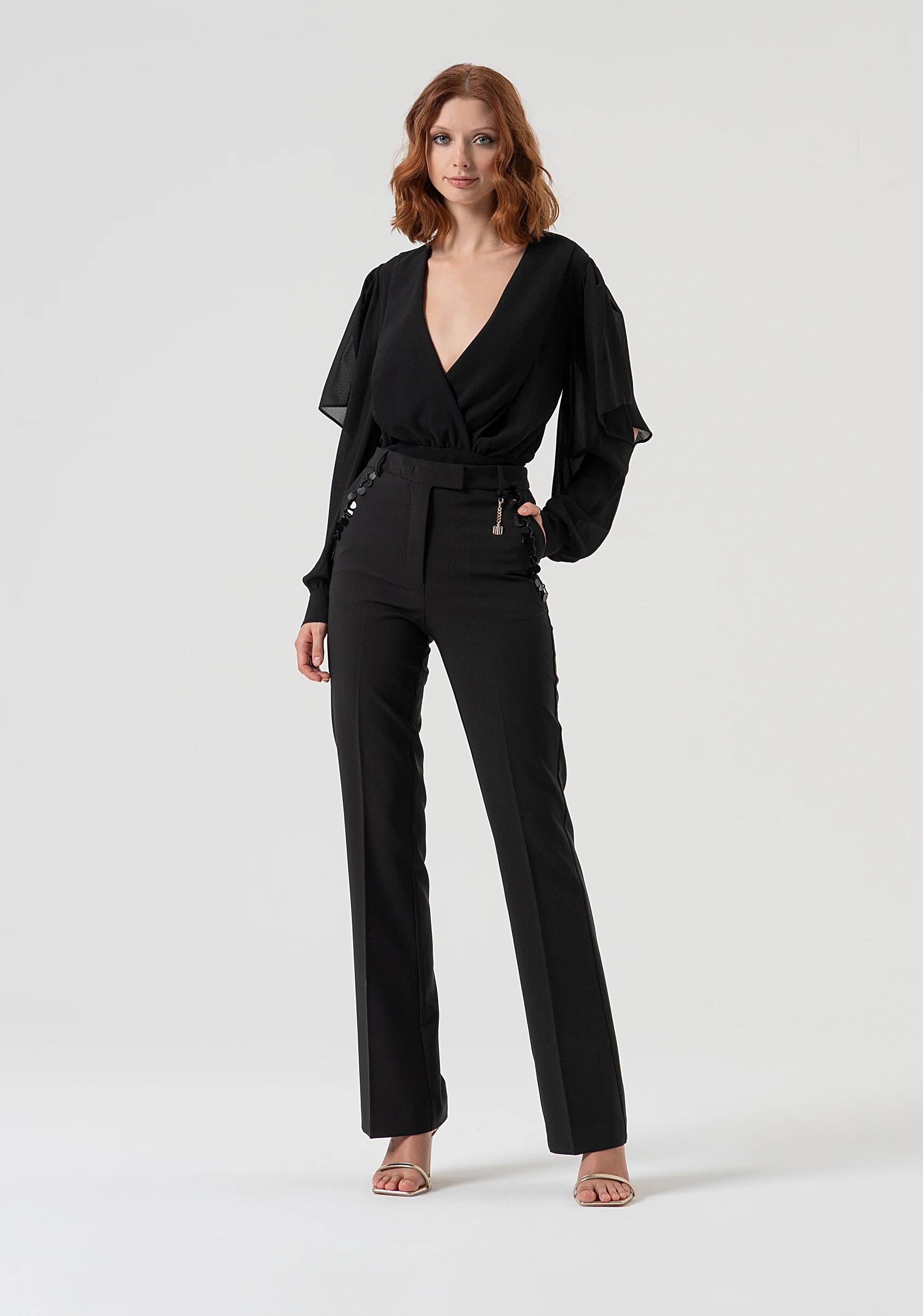 Blusa regular in georgette black FQ25WT1005W41201 053 FRACOMINA 