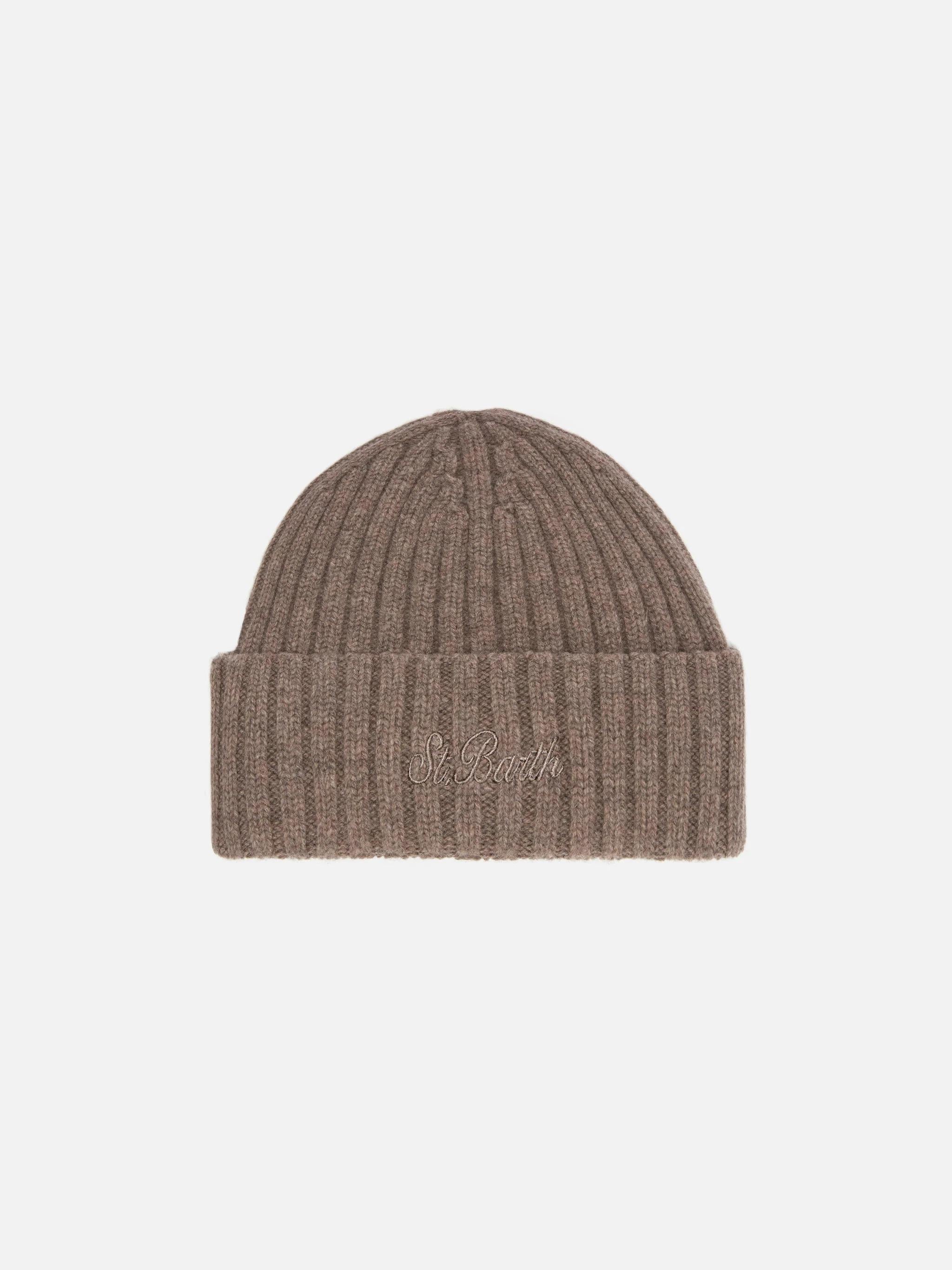 Berretto Wengen in lana kaki con ricamo St. Barth sul risvolto WENG027 00022I MC2 SAINT BARTH 