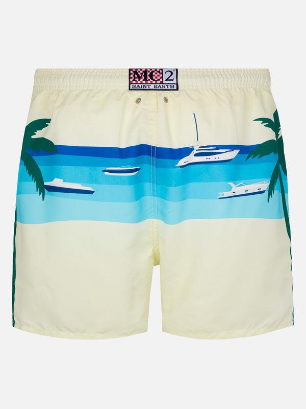 Costume mare lunghezza media Gustavia con stampa cartolina Formentera GUS0009 01239H MC2 SAINT BARTH 