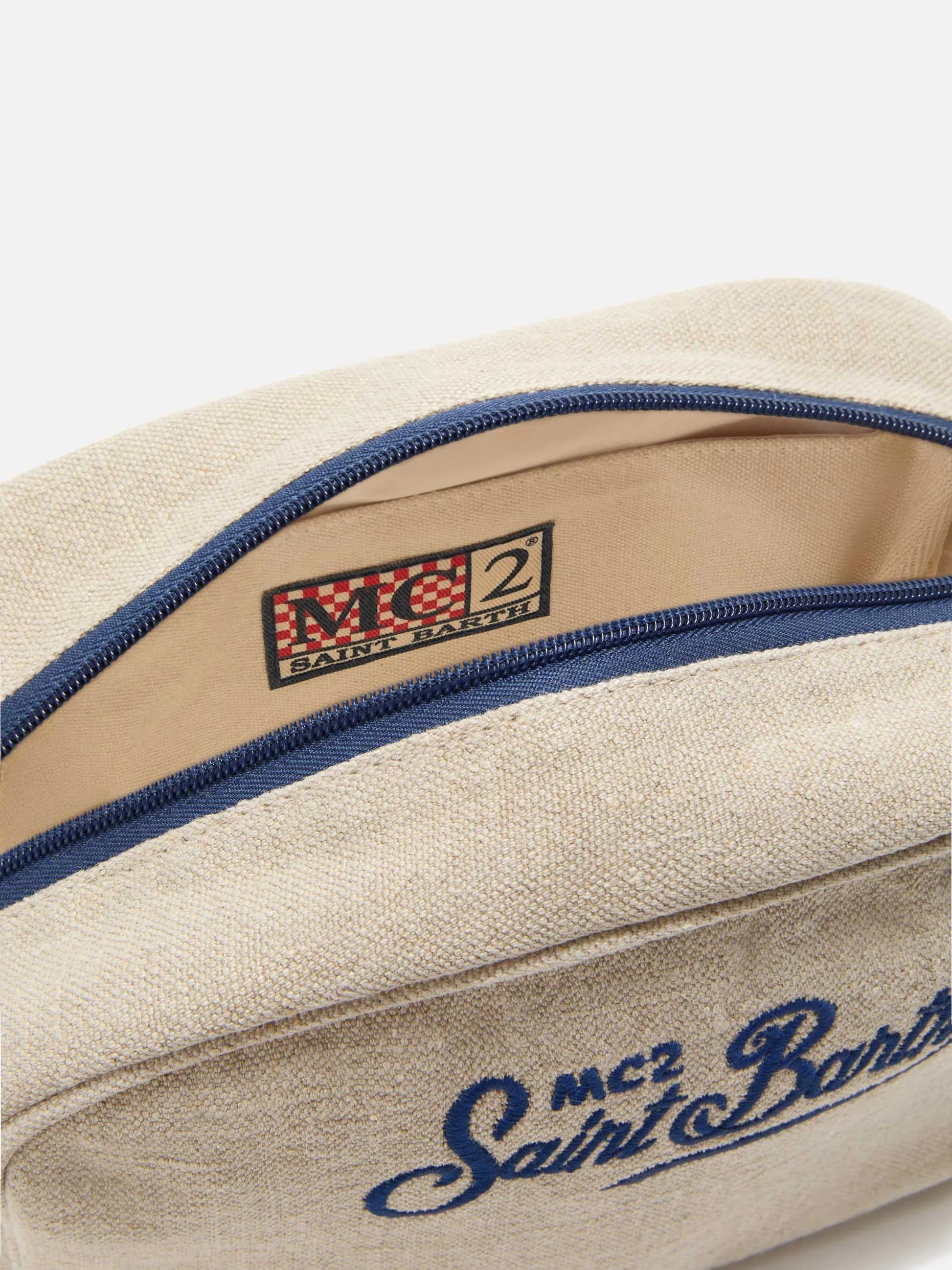 Beauty Bag Westwood in lino biege con logo ricamato WES0005 00439L MC2 SAINT BARTH 