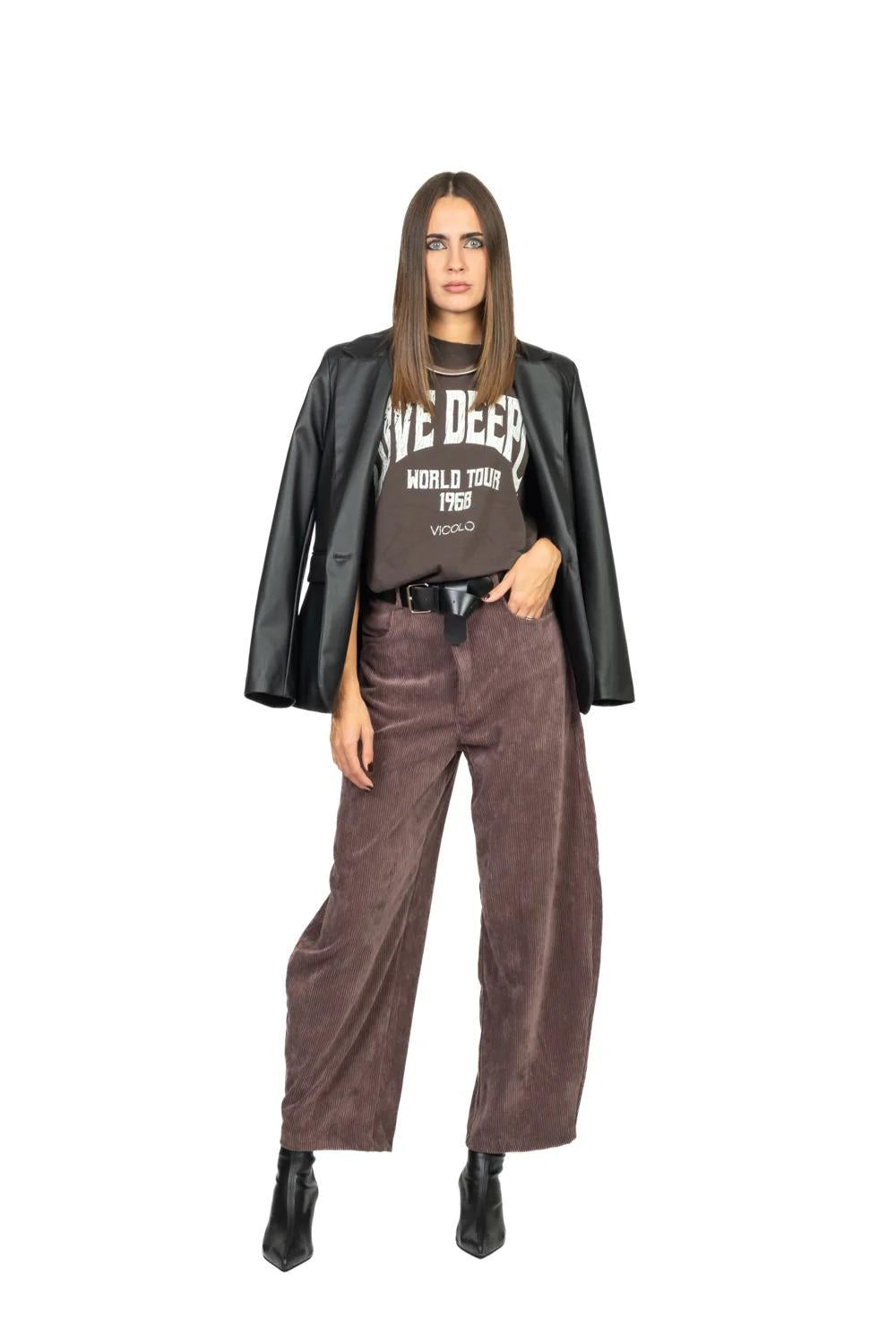 Vicolo - Pantalone barrel velluto a coste Art. TF2015 BORDEAUX TF2015 BORDEAUX VICOLO 