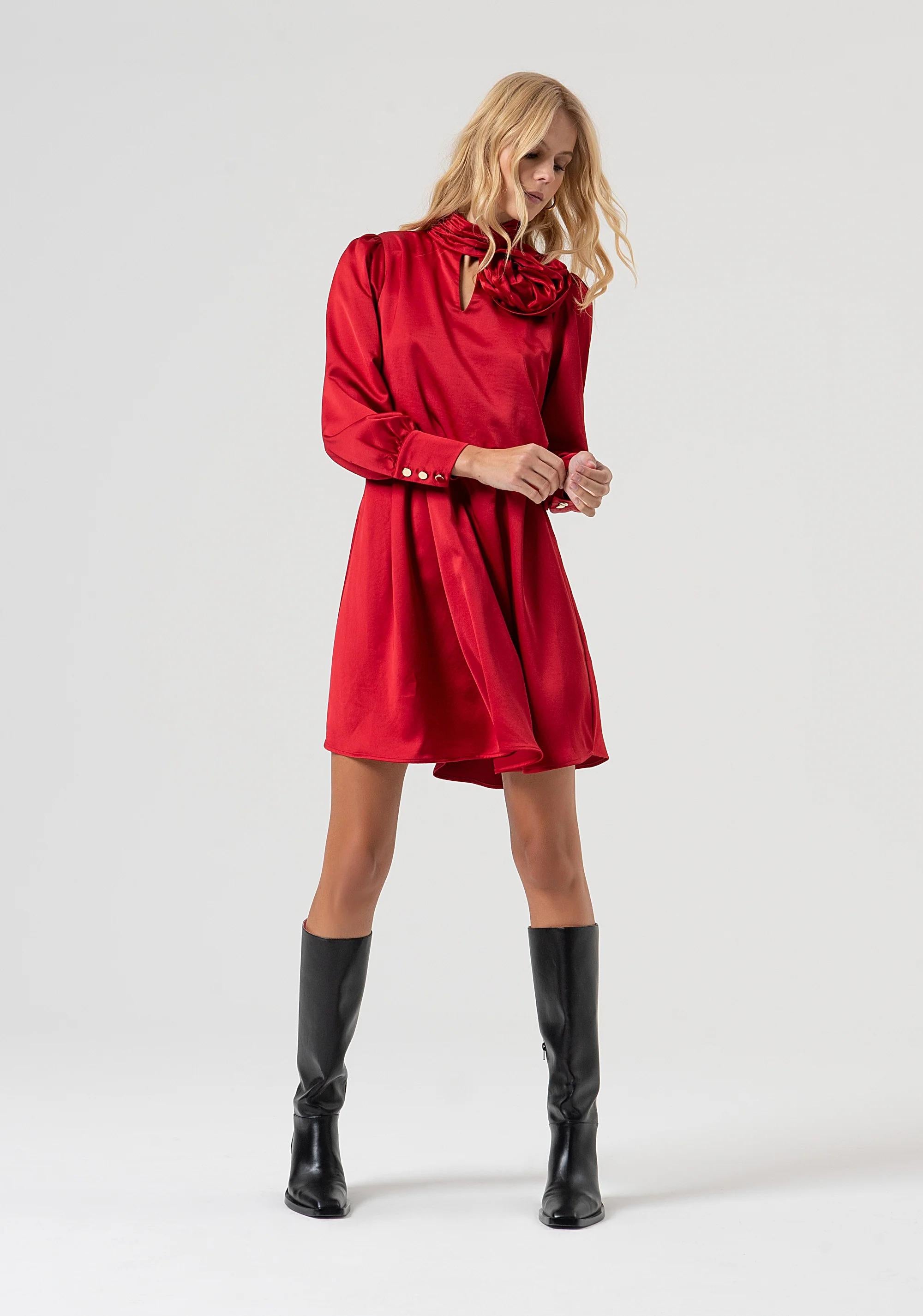 Fracomina Abito regular in raso redwine FR25WD1018W4101 T51 FRACOMINA 