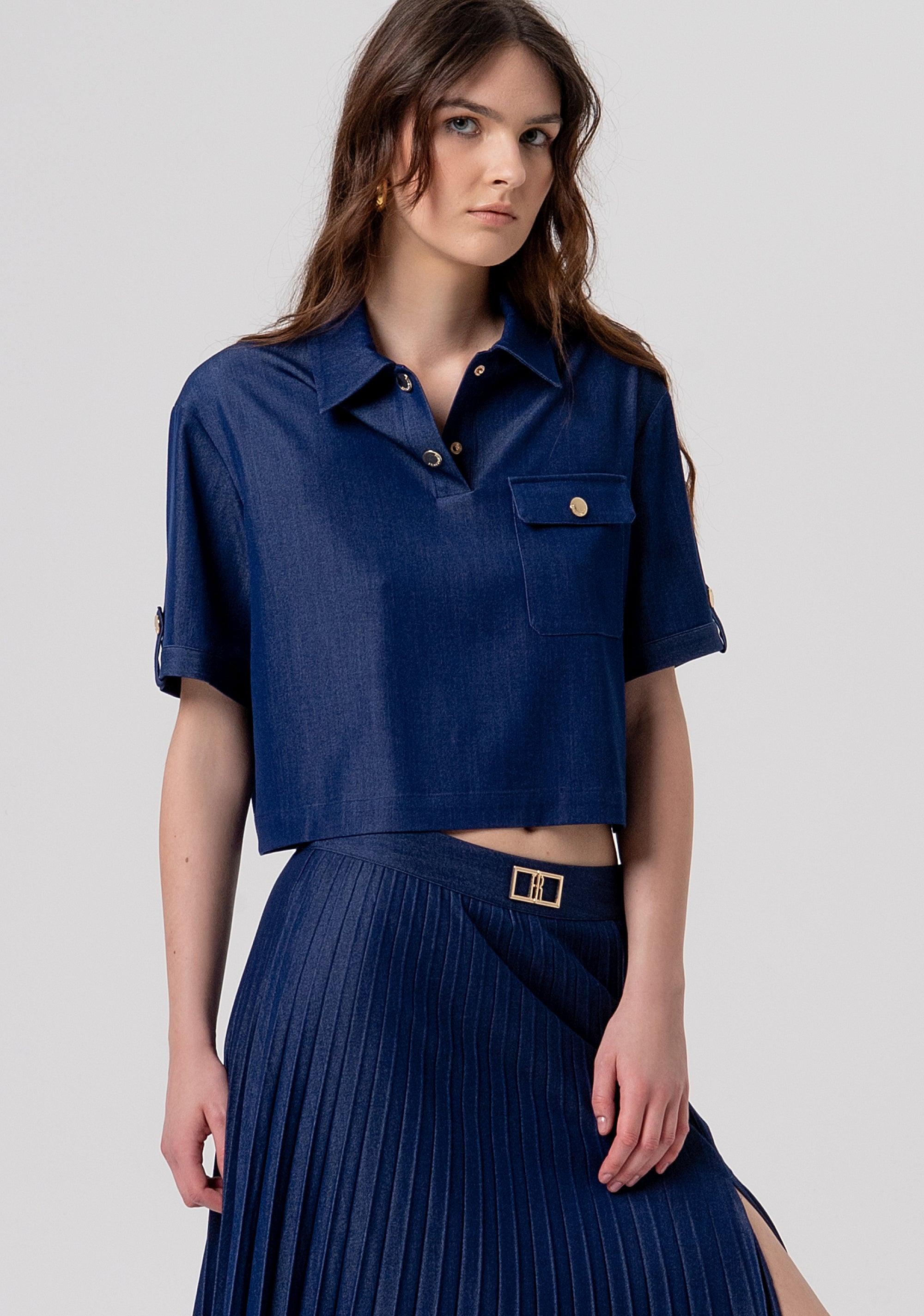 Gonna flare lunga plissettata darkblue FR26SG5005D470F9 117 FRACOMINA 