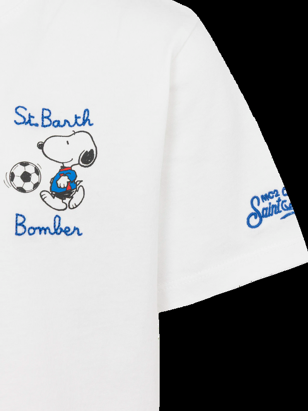 T-shirt in cotone con ricamo St. Barth bomber e stampa Snoopy TSH0001 03157H MC2 SAINT BARTH 