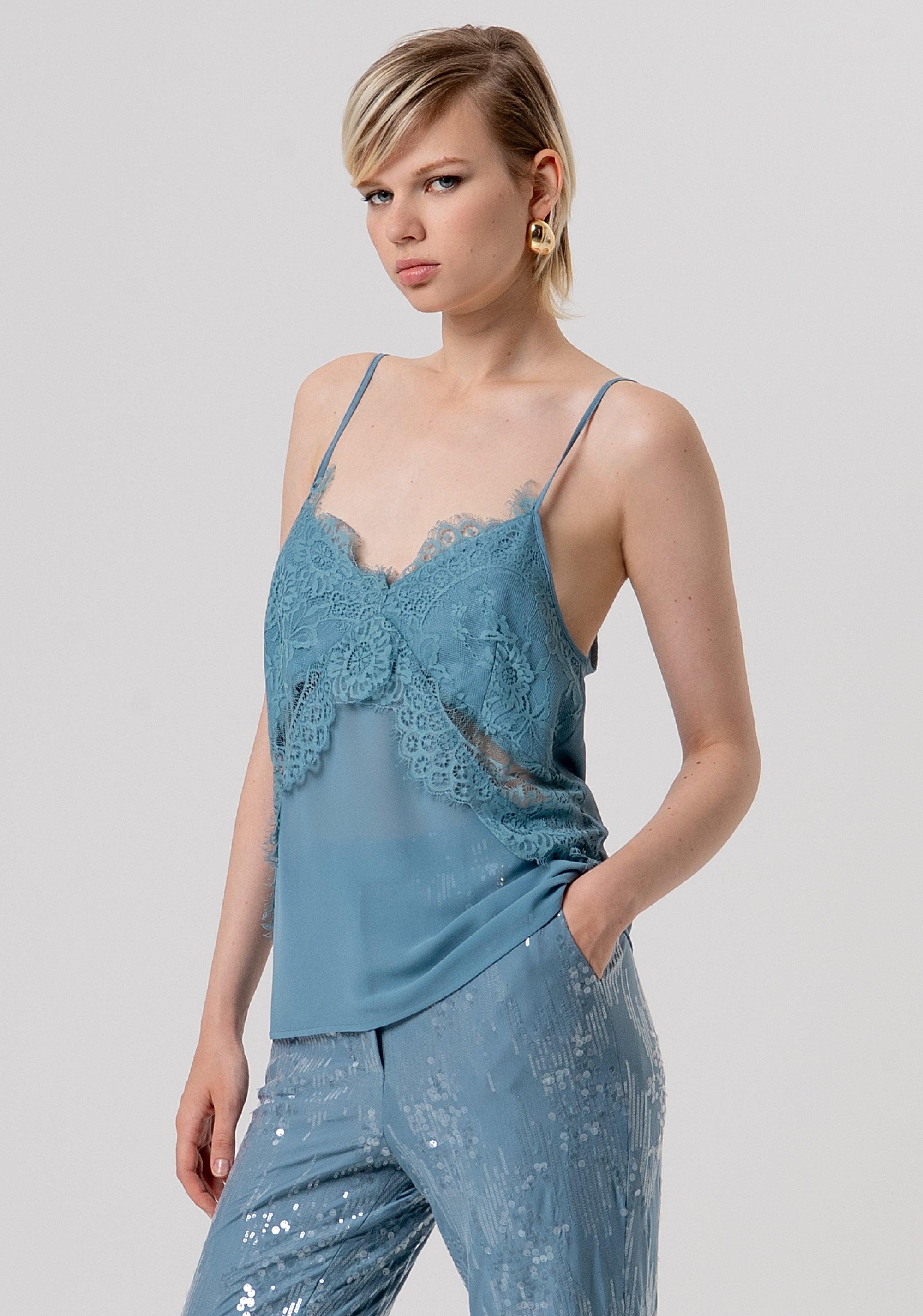 Top senza maniche lingerie DUSTYBLUE FQ26ST2002W41201 C33 FRACOMINA 