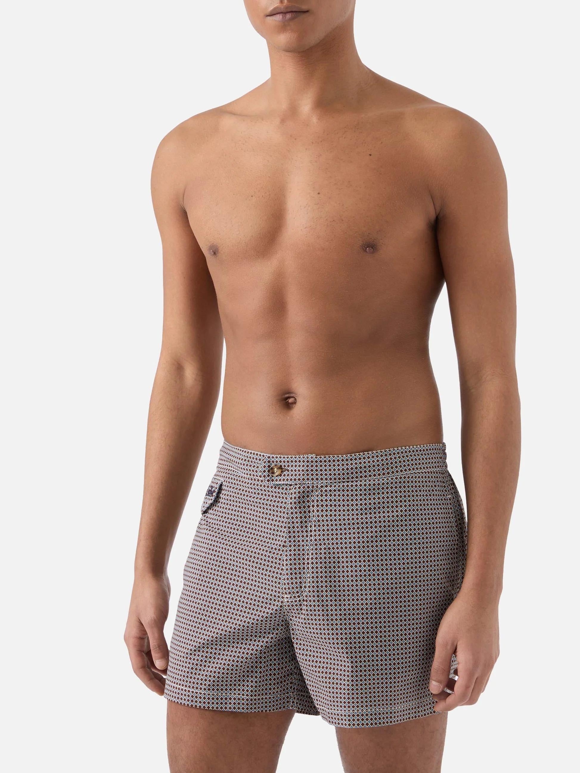 Costume mare Harrys marrone con stampa geometrica HAR0001 00087L MC2 SAINT BARTH 