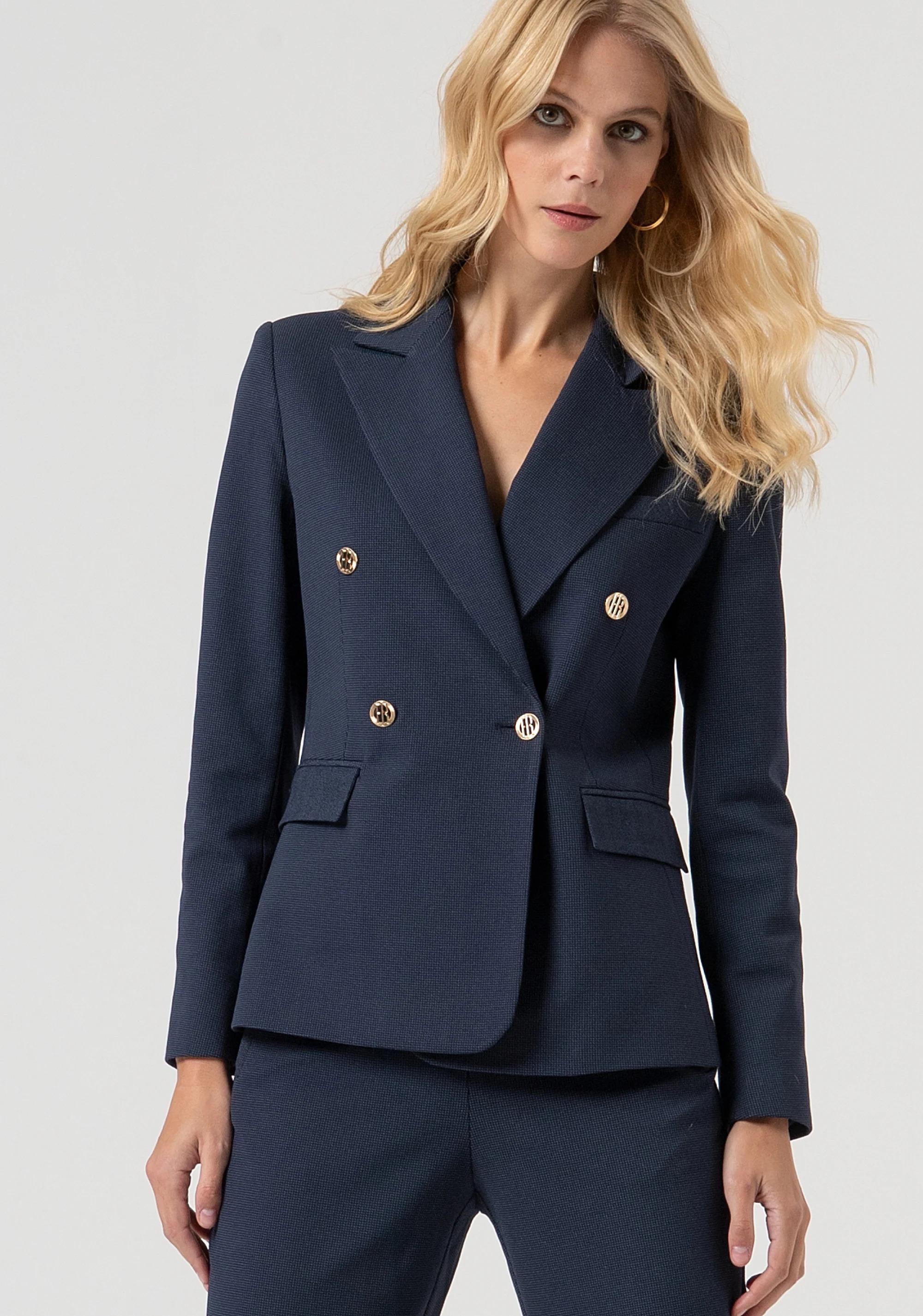Fracomina Blazer regular lungo doppiopetto gessato dark blue FR25WJ3007W813D4 117 FRACOMINA 