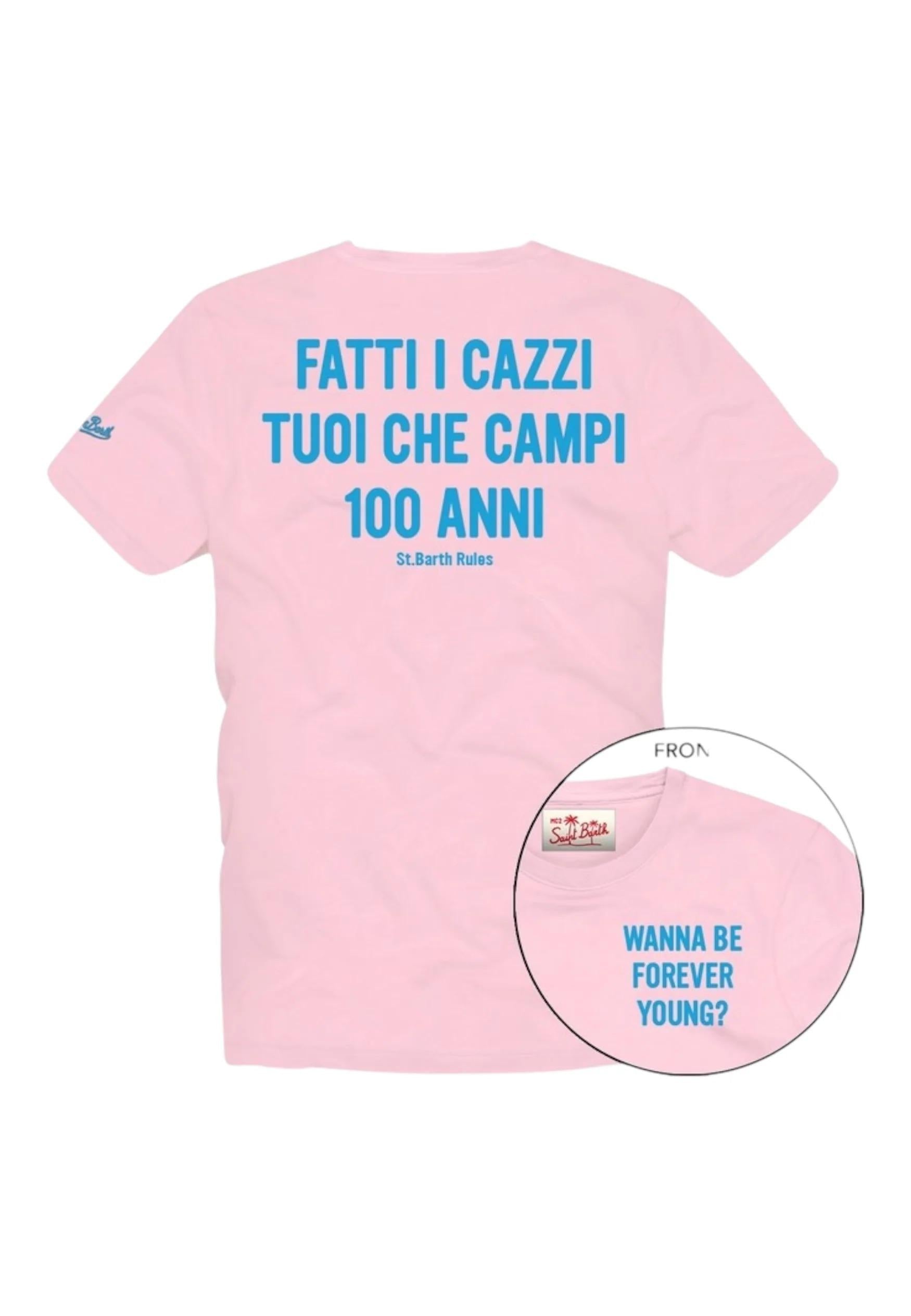 T-Shirt Manica Corta Uomo Mc2 Saint Barth Stampa/Ricamo Fronte E Retro Forever Young PRL0002 04267L MC2 SAINT BARTH 
