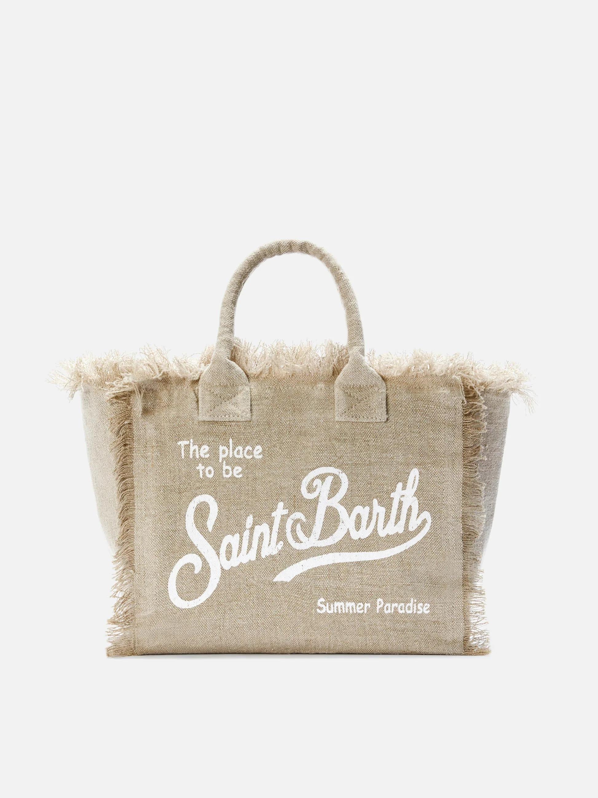 Borsa Colette in lino beige tinta unita COL0018 01139L MC2 SAINT BARTH 