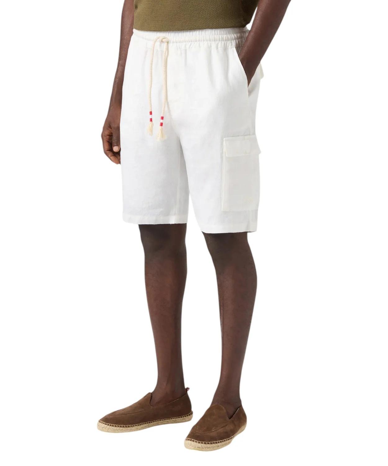 MC2 SAINT BARTH<BR/>Bermuda uomo Marseille in puro lino con coulisse bianco MRE0002 01457L MC2 SAINT BARTH 