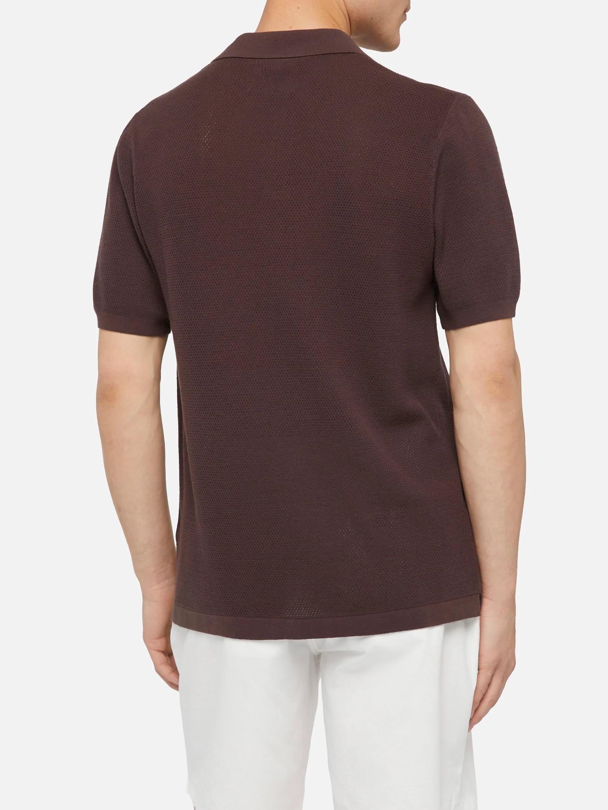 Polo Sloan senza bottoni in maglia a rete marrone SLO0009 00098L MC2 SAINT BARTH 