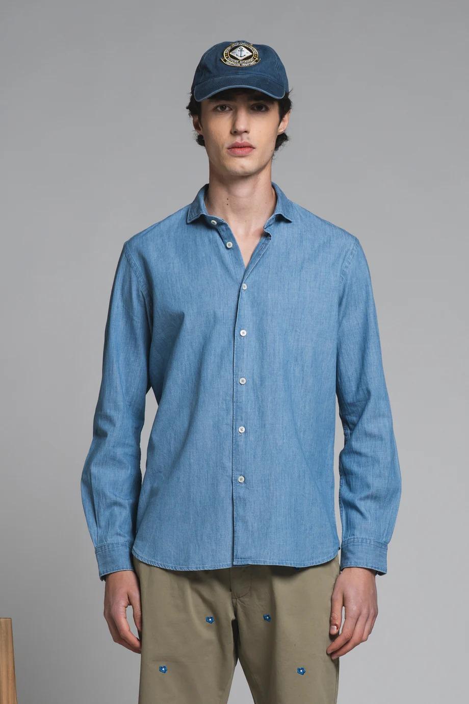 IMPURE RILEY SHIRT COLLAR FENCH IN DENIM SLUB LT. BLUE IM26SSSM-RILEY-DNS C49 IMPURE 