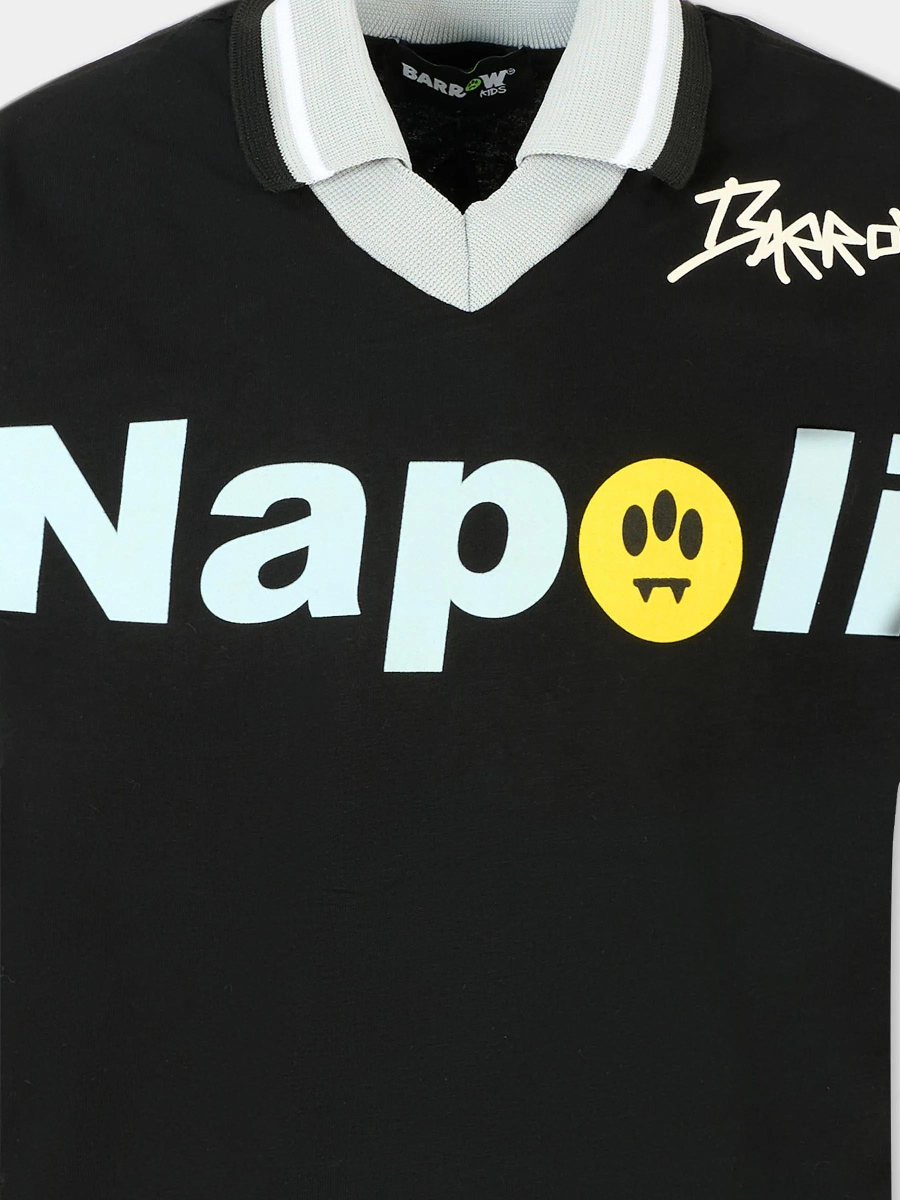 BarrowT-shirt nera per bambino con smile e scritta Napoli F5BKJUTH097 110 BARROW 