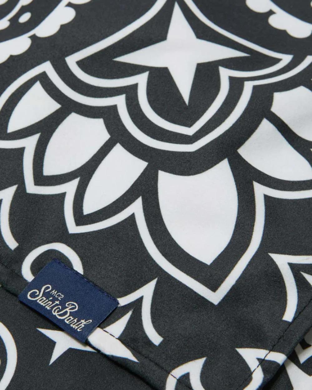 Telo mare MC2 SAINT BARTH unisex Bandana Round AID000103518L Nero bandana all over logo stampato AID0001 03518L MC2 SAINT BARTH 