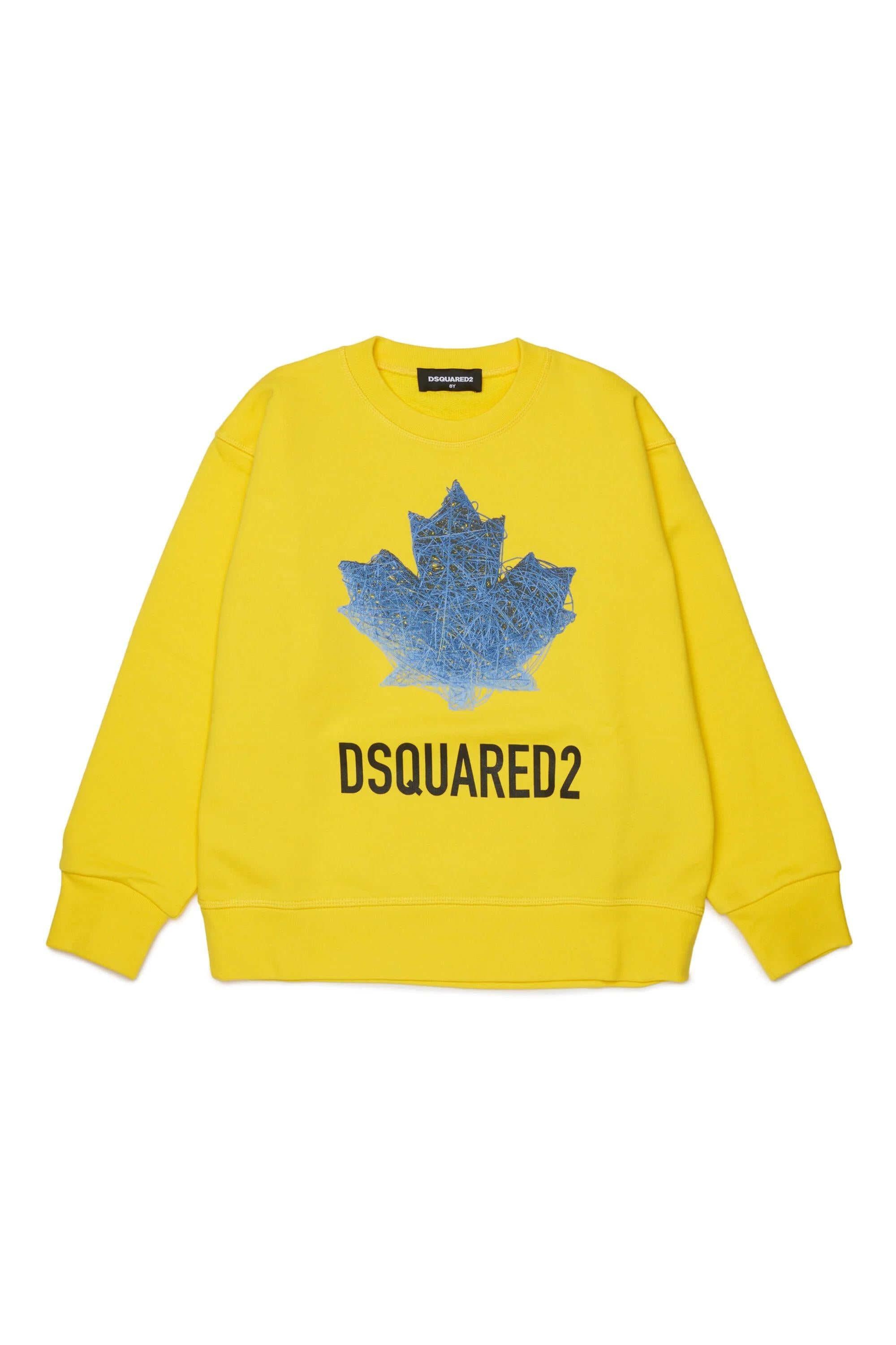 DSQUARED2<BR/>Felpa girocollo con logo gialla DQ31932-D0AGW DQ220 DSQUARED KID 