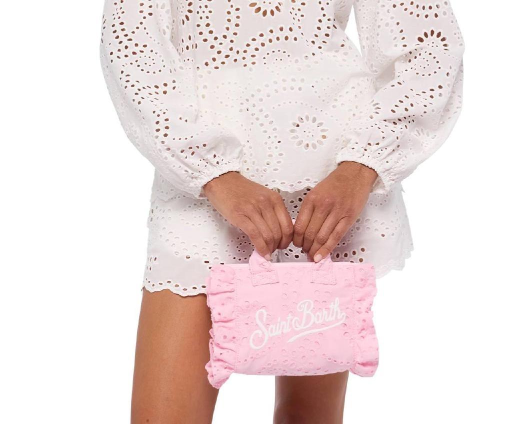 Borsa Mini Vanity Volant in pizzo Sangallo rosa VAMI018 02531L MC2 SAINT BARTH 