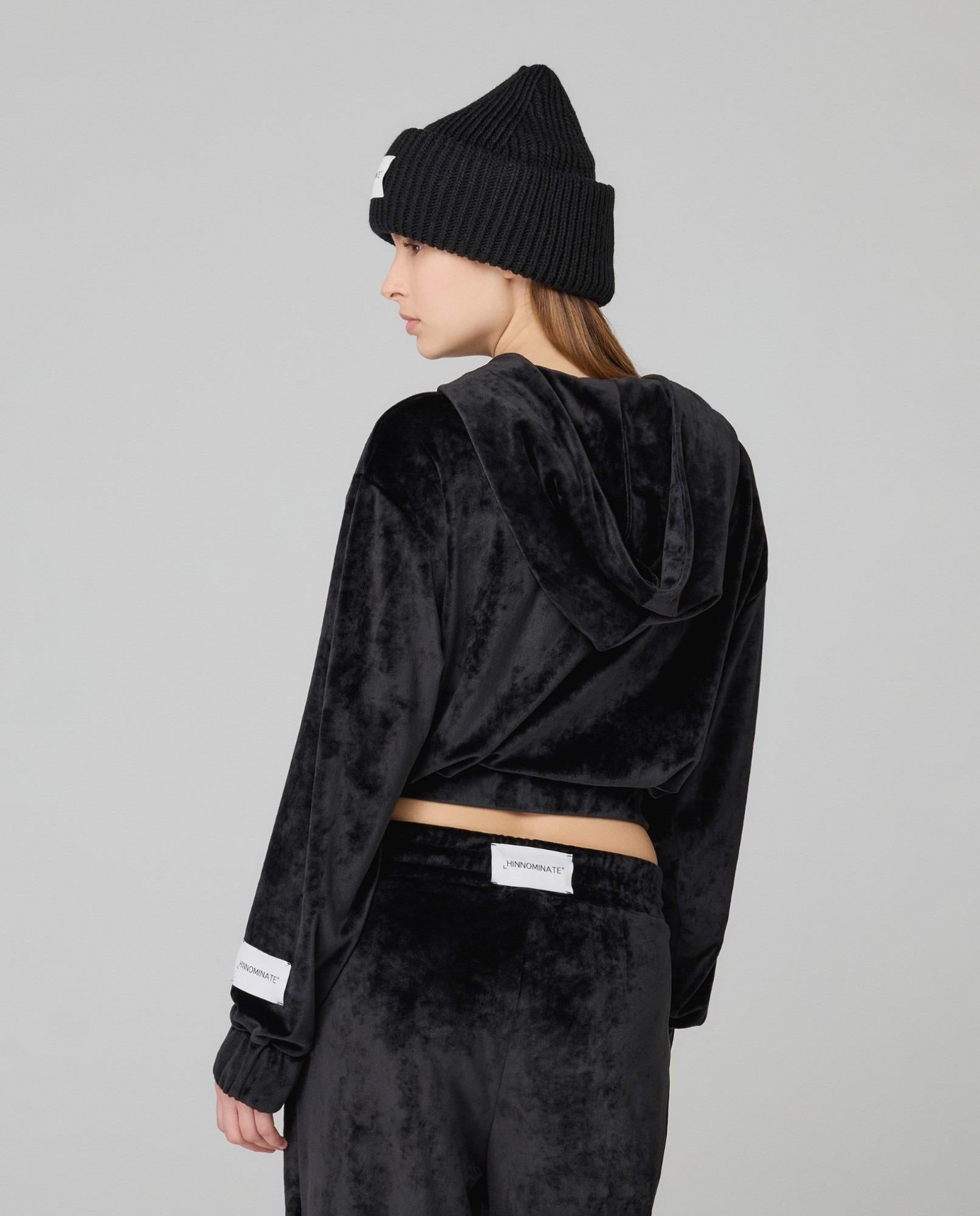 Giacca Cappuccio In Ciniglia Con Pences Alla Balza  Nero HMABW02047-PTTS0100 NE01 HINNOMINATE 