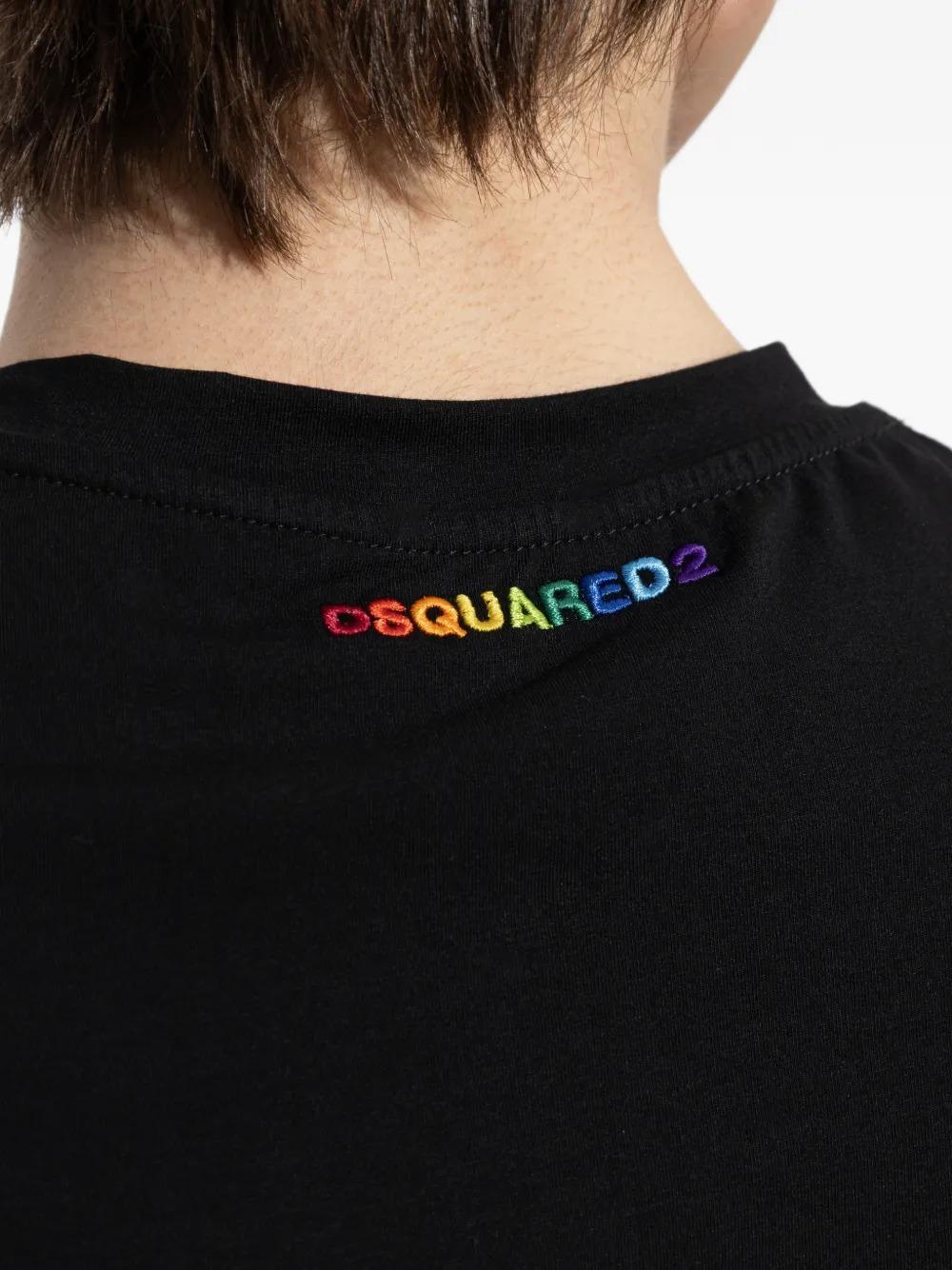 DSQUARED2 T-shirt a manica corta nera da uomo con ricamo logo sul retro  D9M206250001 D9M206250 001 DSQUARED 
