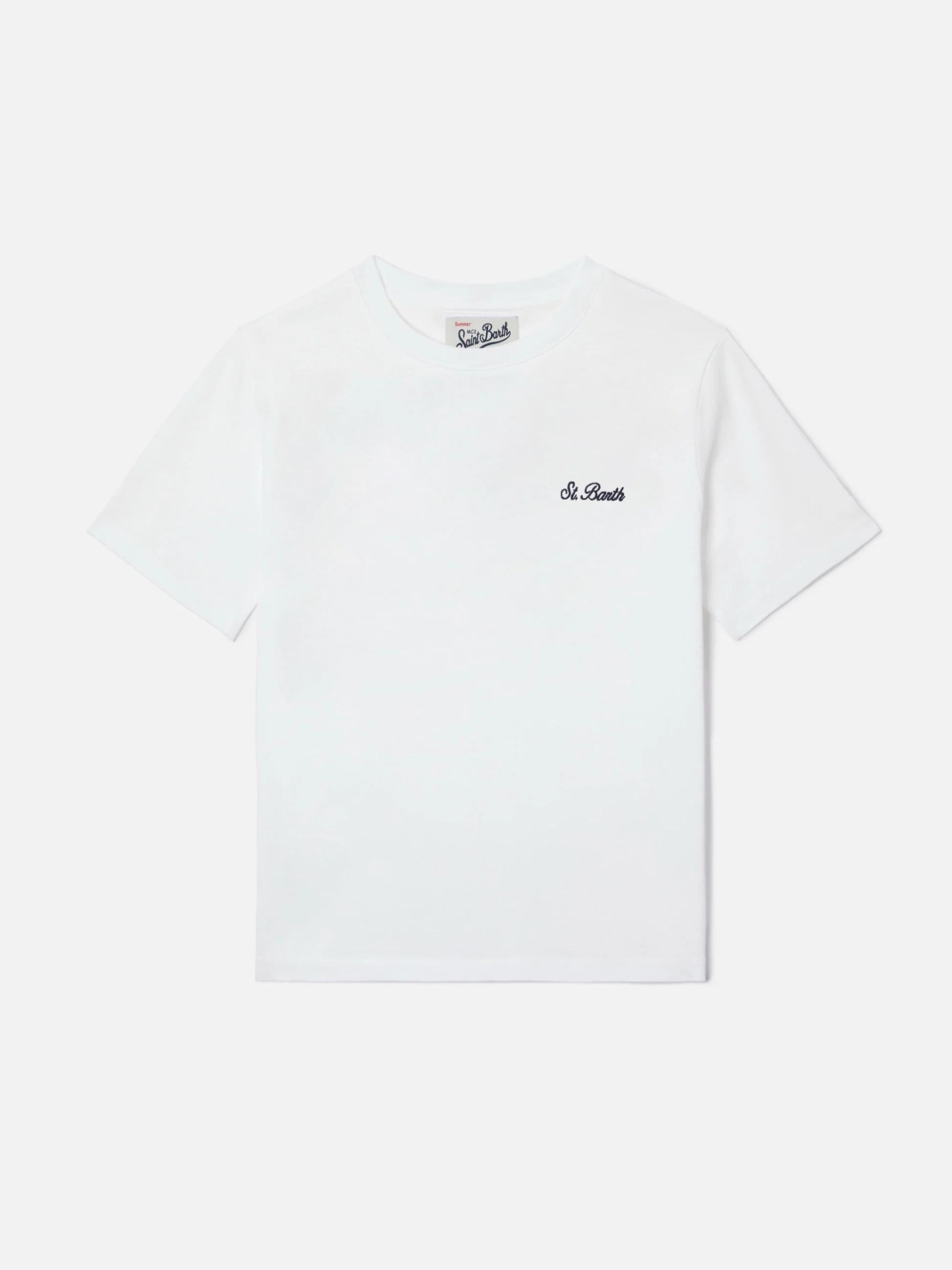 T-shirt Gary Jr in tessuto effetto spugna bianco con logo ricamato GAR0001 01163L MC2 SAINT BARTH 