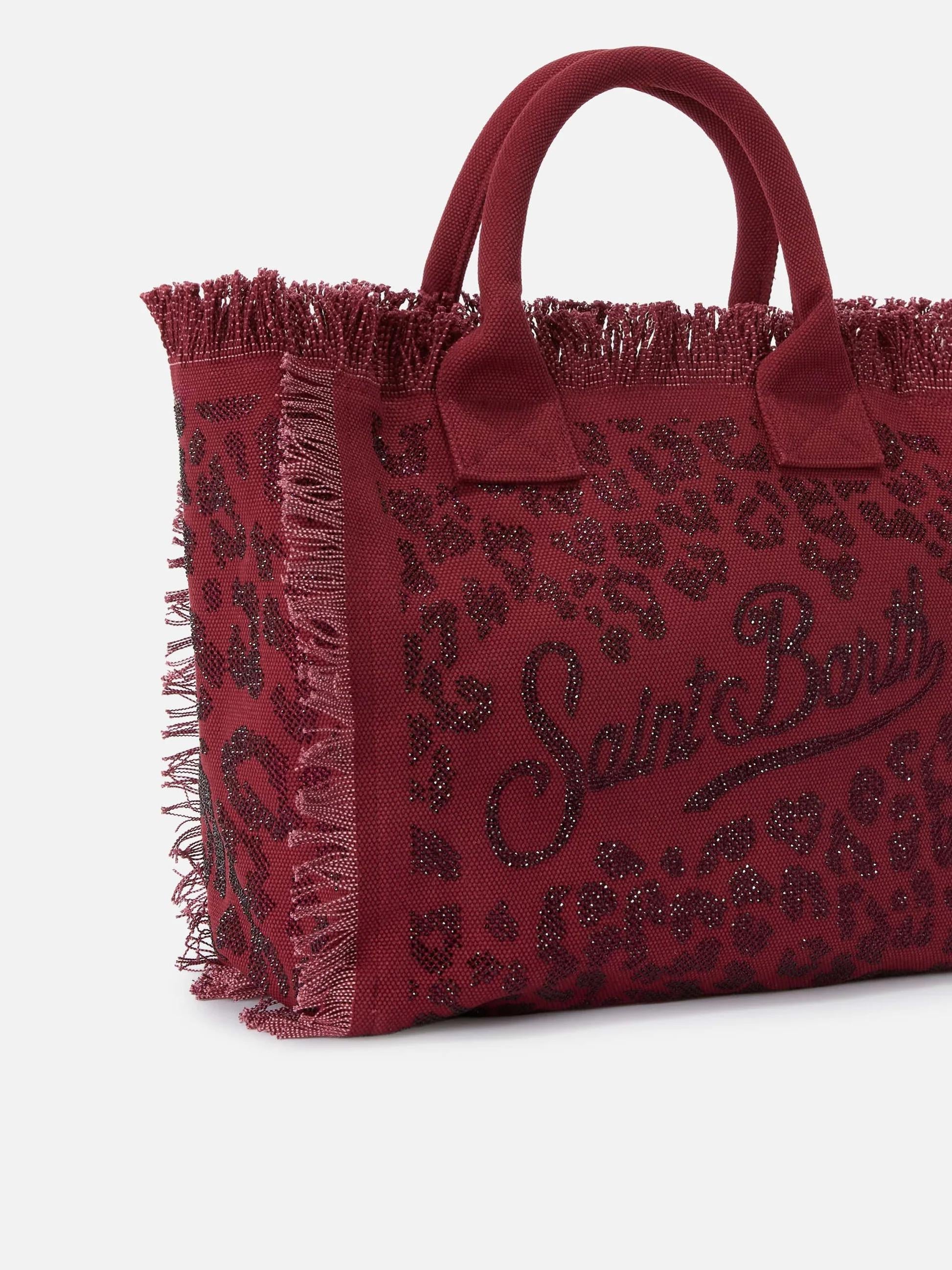 Borsa Vanity regular in canvas leopardato con strass VANI001 00269L MC2 SAINT BARTH 