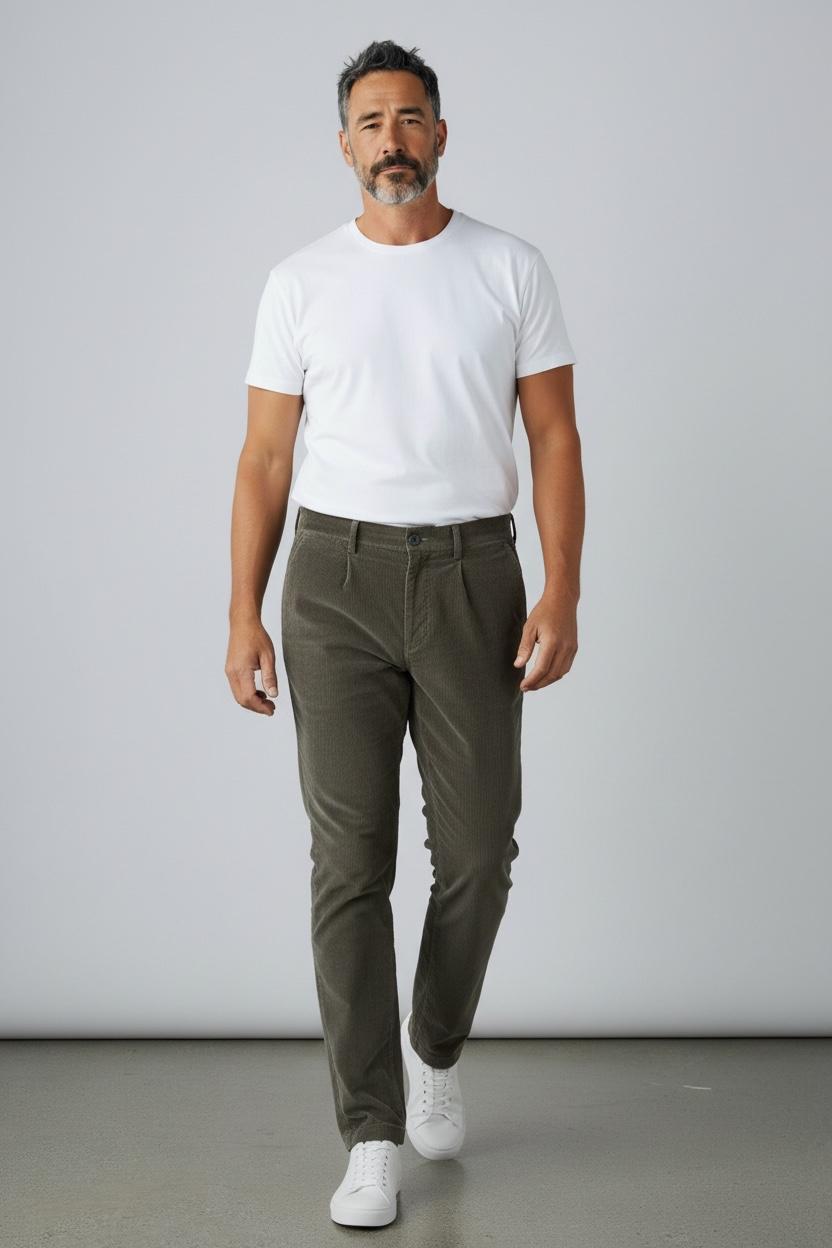 Michael Coal pantalone coulisse mc-denny/2741 velluto millerighe con pence fango MCDEN2741F25 015 MICHAEL COAL 