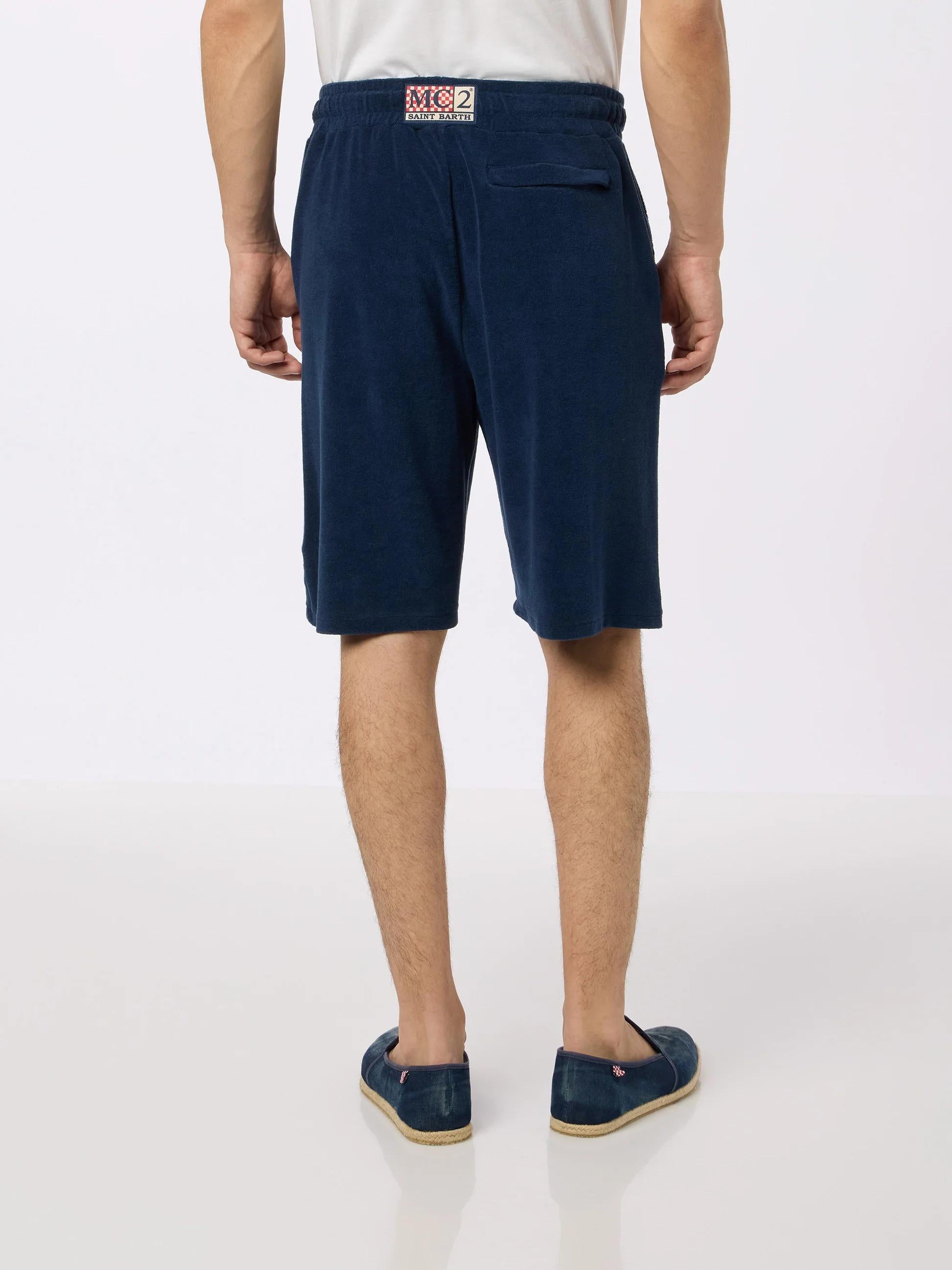 Bermuda Randle Sponge in tessuto effetto spugna blu navy tinta unita blu RANL003 00145L MC2 SAINT BARTH 