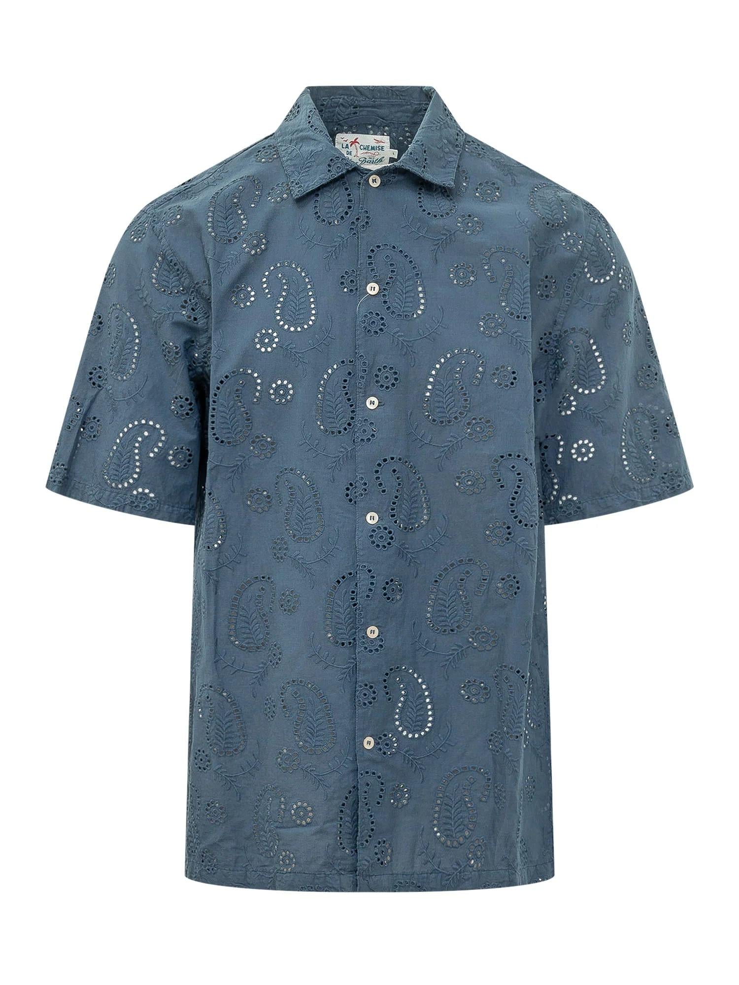 MC2 SAINT BARTH<BR/>Camicia Sifnos con Ricamo Traforato blu SIF0002 07515L MC2 SAINT BARTH 