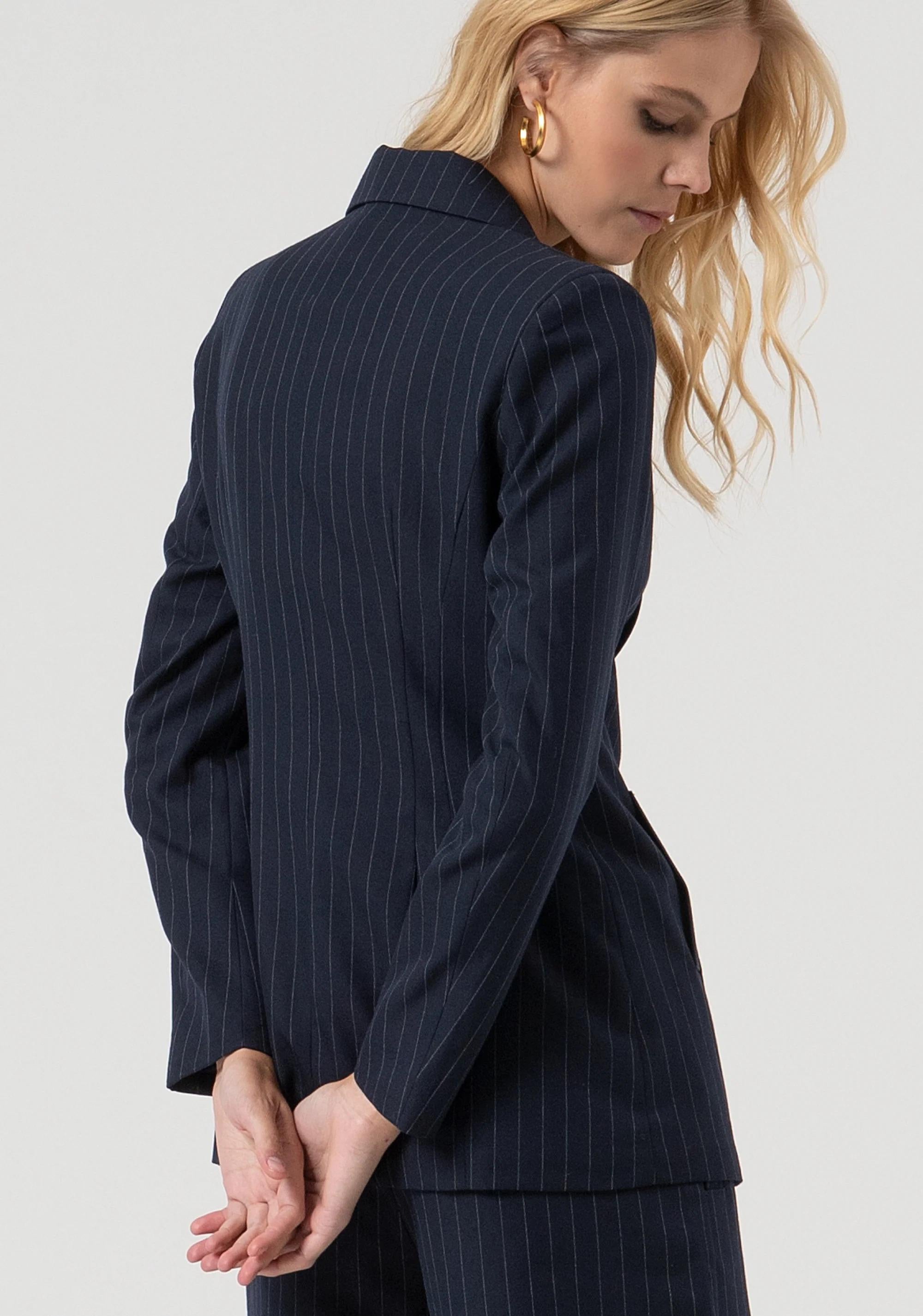 Fracomina Blazer regular lungo doppiopetto gessato dark blue FR25WJ3007W813D4 117 FRACOMINA 