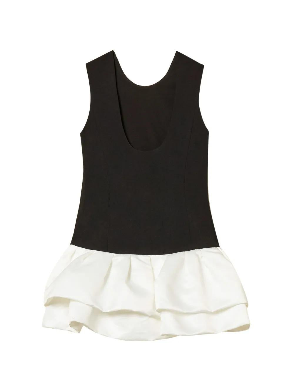 Abito corto in crêpe e duchesse NERO/NEVE 261GJ2Q54 03710 TWINSET 