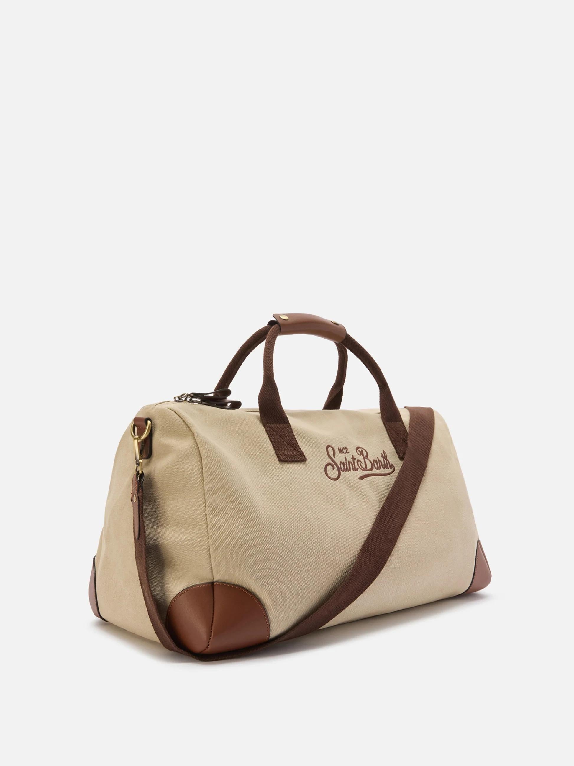 Borsone Daily in misto cotone beige con logo ricamato DALB001 00368L MC2 SAINT BARTH 