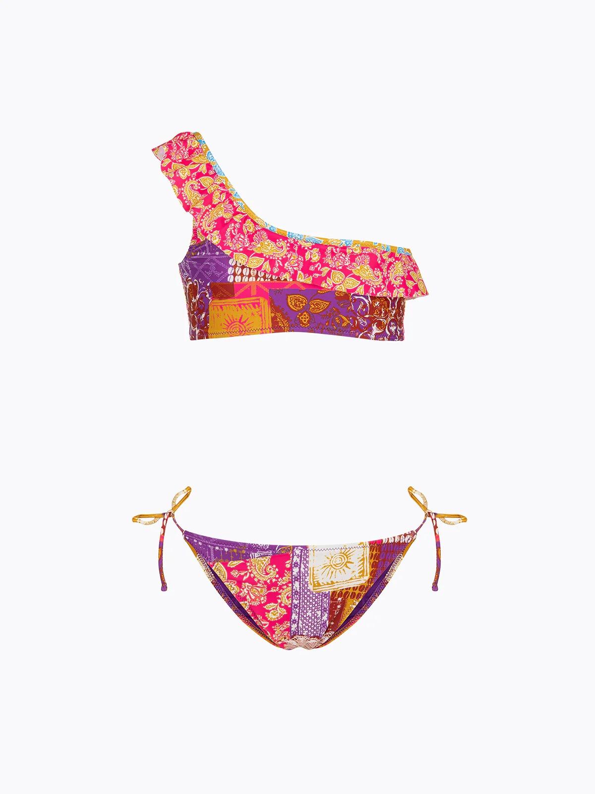 Bikini Bambina F**K Top Monospalla con Slip Regolabile Fantasia SG0401-X41 FJ26-SG0401 X41 F**K 
