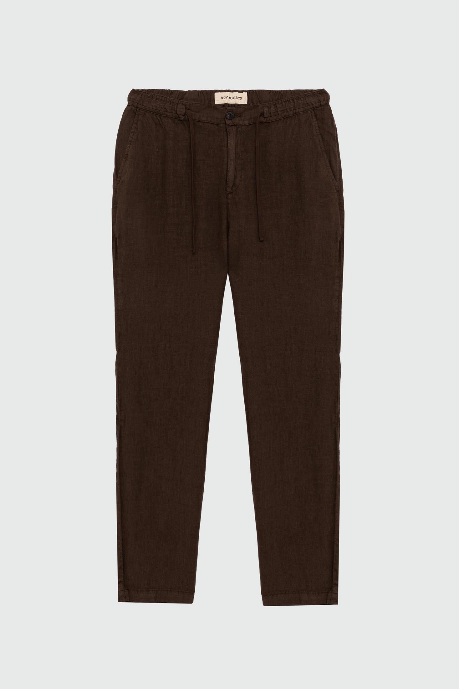 Pantalone portofino heavy linen dyed Brown RRU90301P4230569 C0241 ROY ROGER'S 