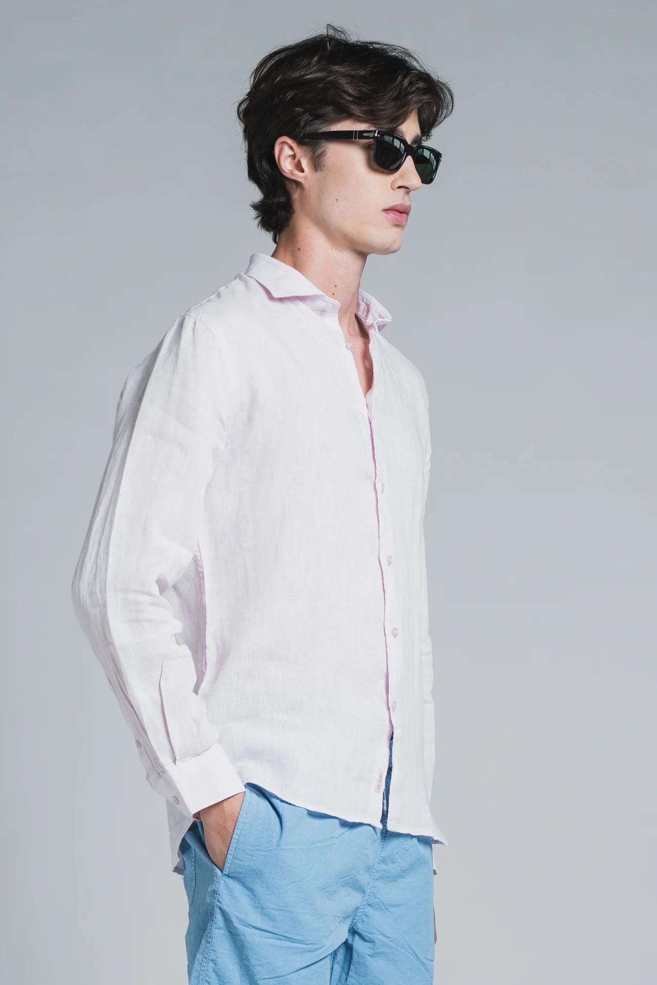 RILEY SHIRT COLLAR FRENCH IN 100% LINEN PINK IM26SSSM-RILEY-LIN C75 IMPURE 