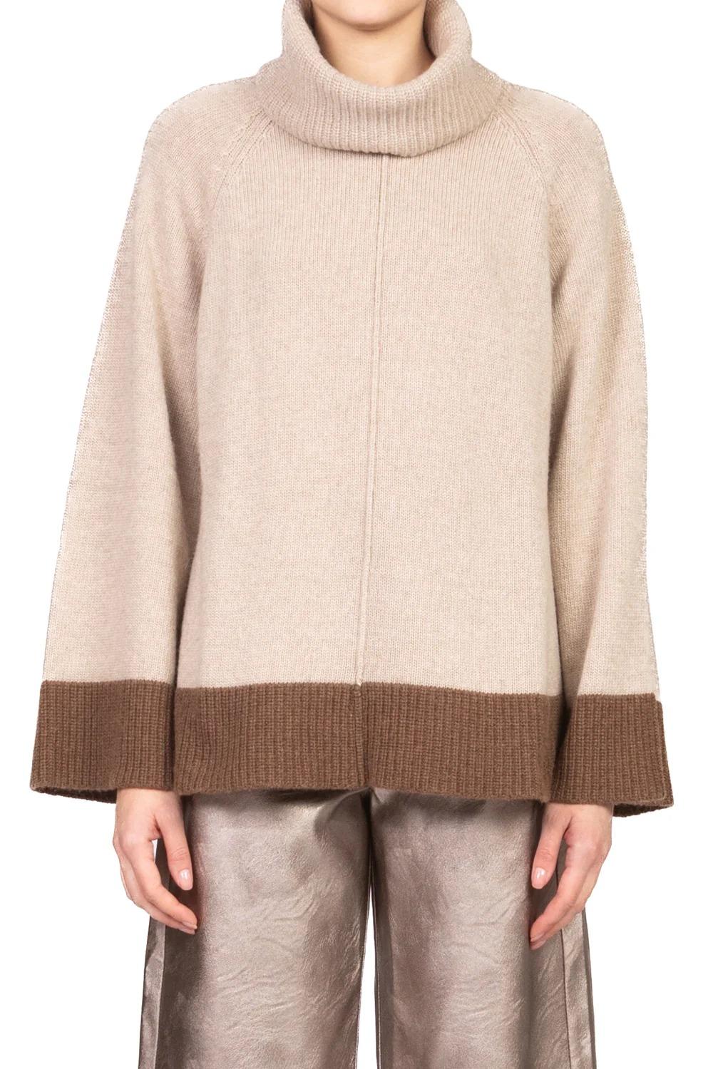 Vicolo - Maglia collo alto profilo contrasto Art. 55245F beige 55245F BEIGE VICOLO 