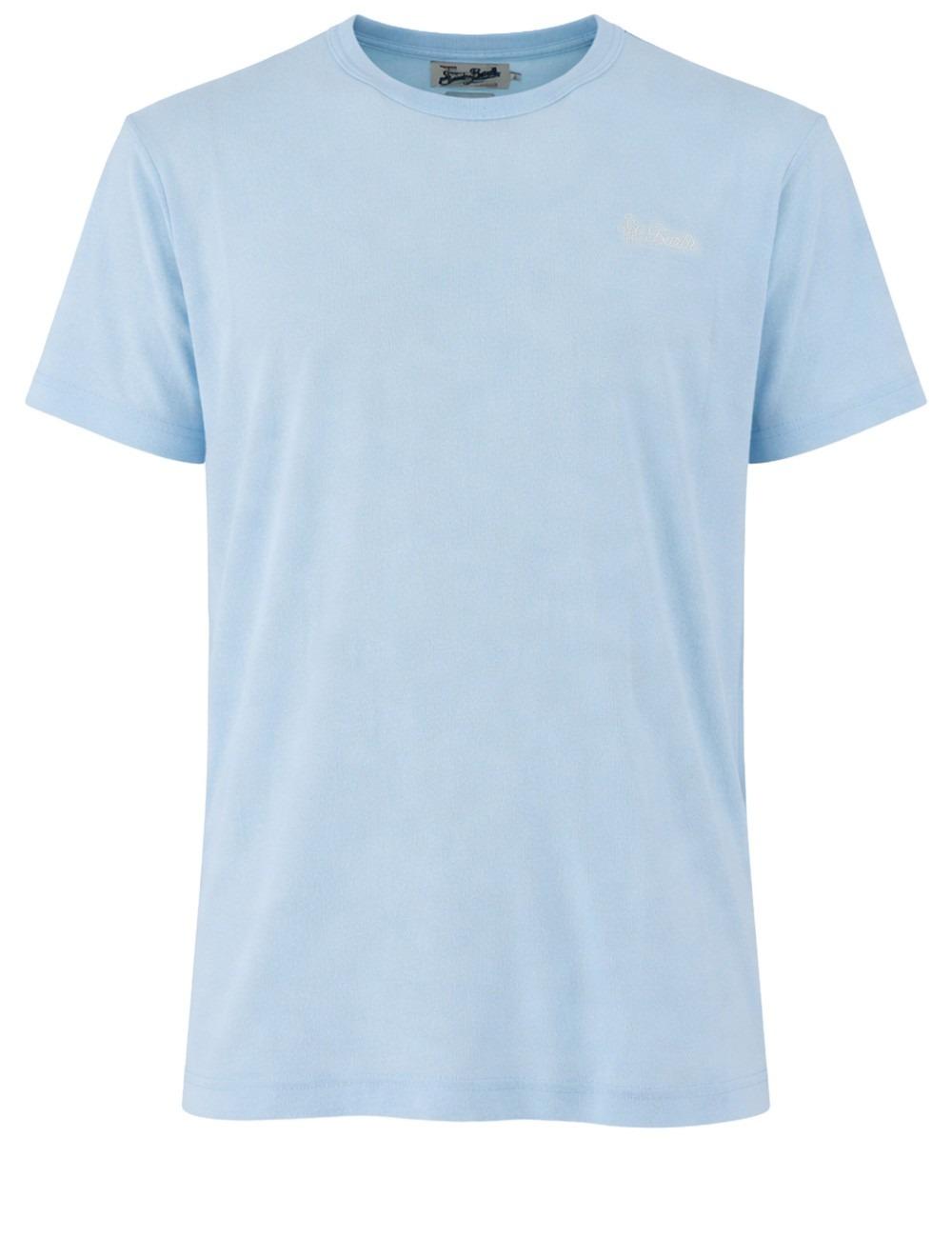T-shirt Gary in cotone effetto spugna celeste con ricamo logo GAR0002 00146L MC2 SAINT BARTH 